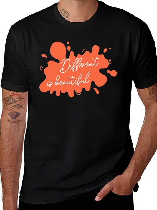 Unique Different is Beautiful Graphic Tee - Black