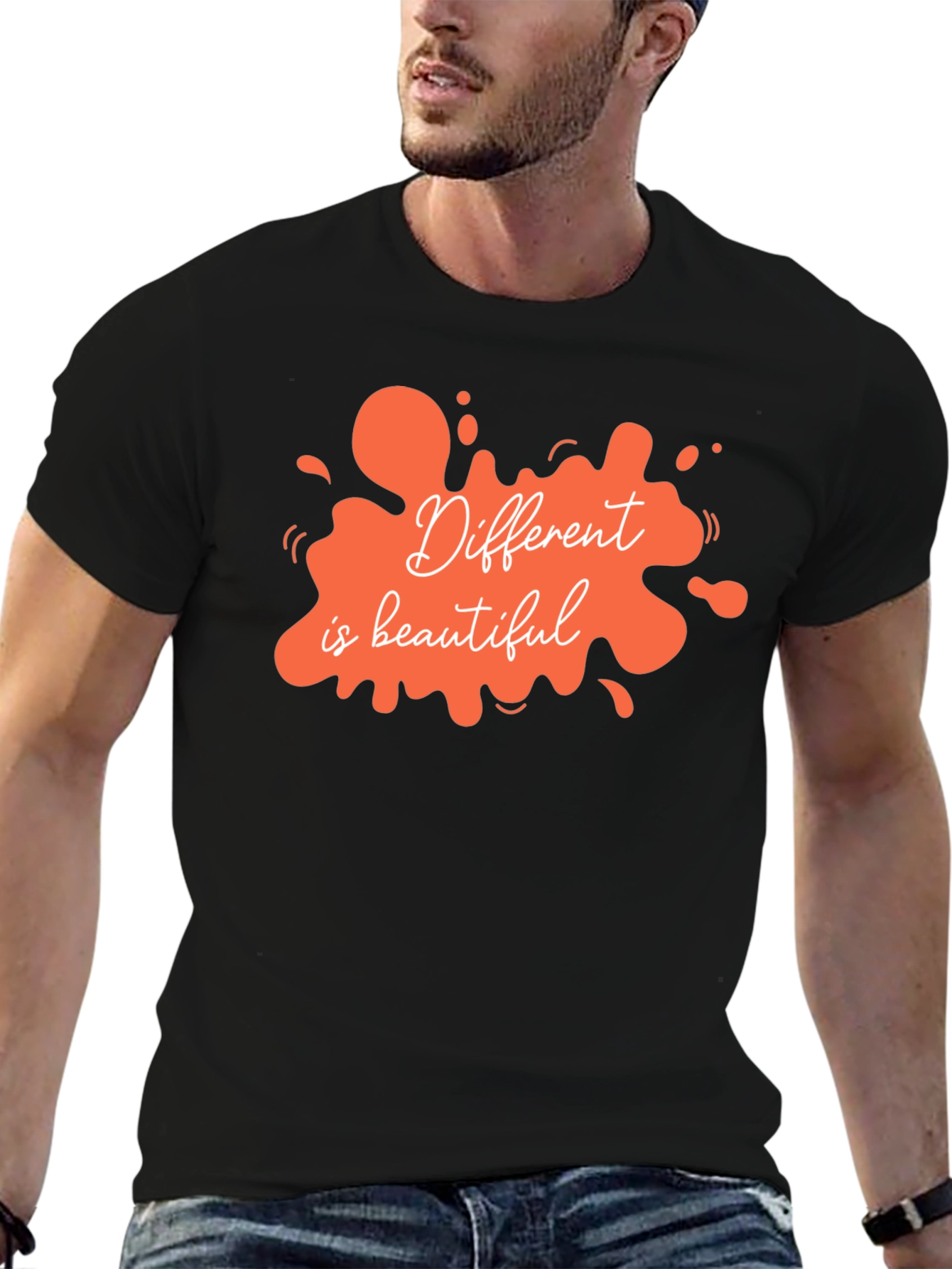 Unique Different is Beautiful Graphic Tee - Black