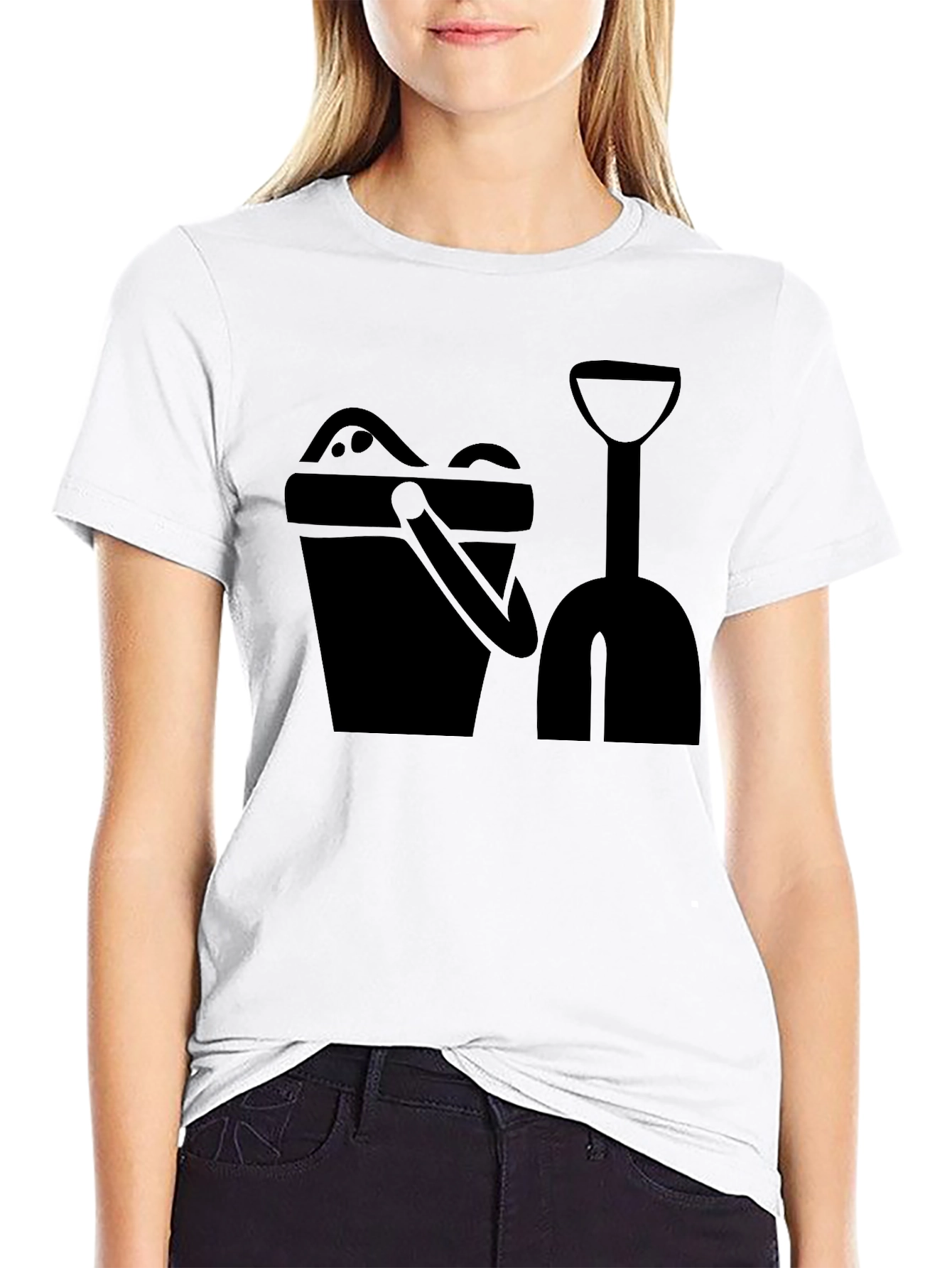 Beach Bucket & Shovel Black Graphic Tee