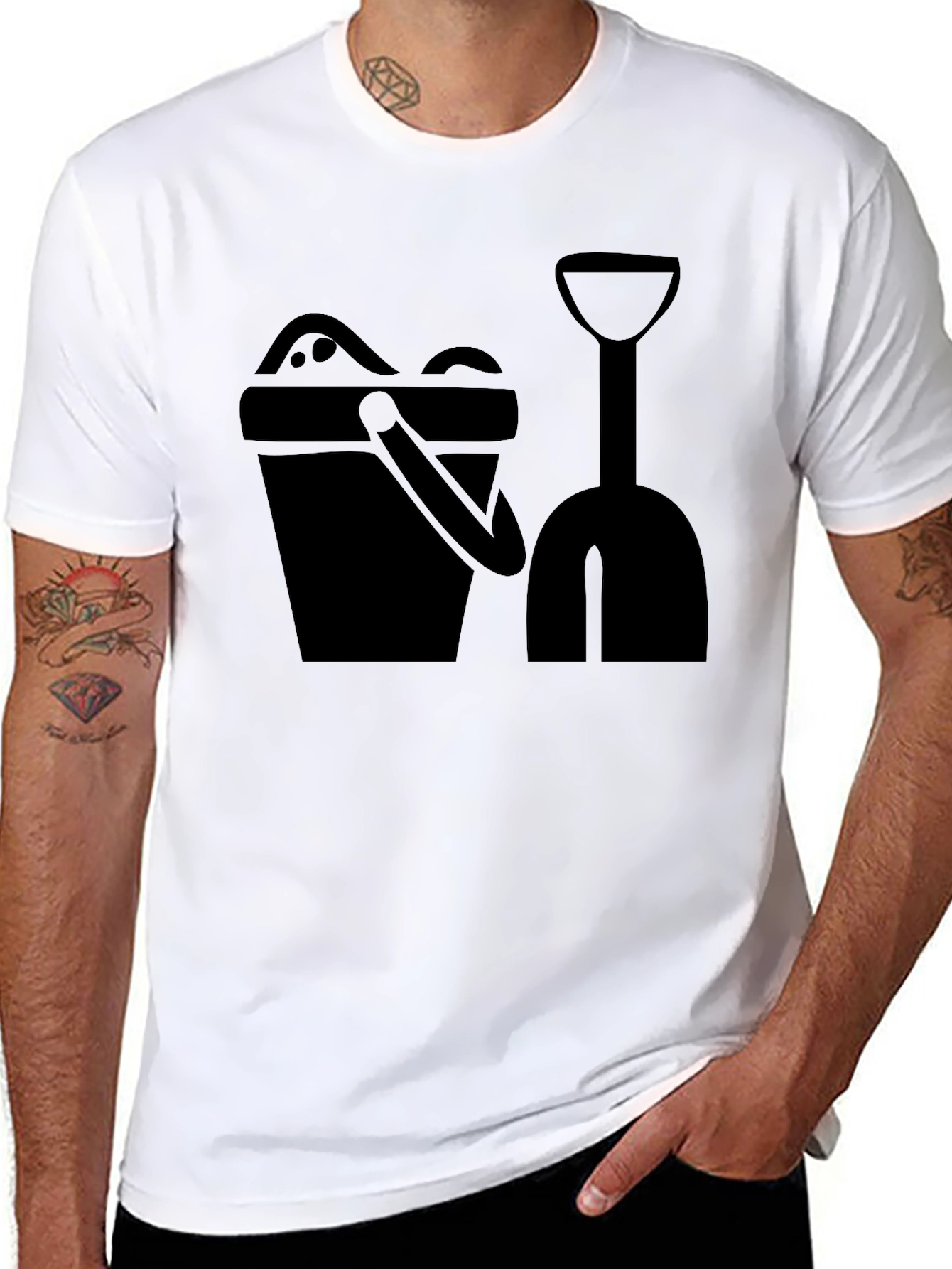 Beach Bucket & Shovel Black Graphic Tee