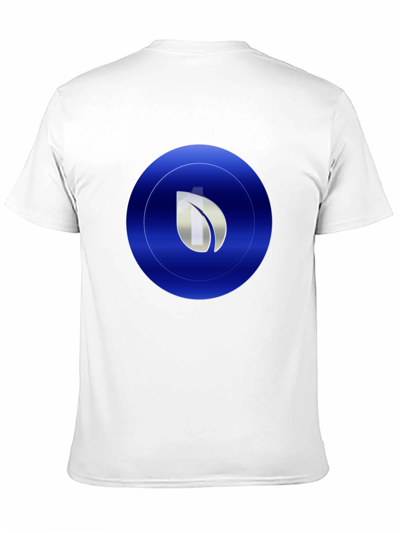 Modern Blue Leaf Circle Graphic Print Black T-Shirt