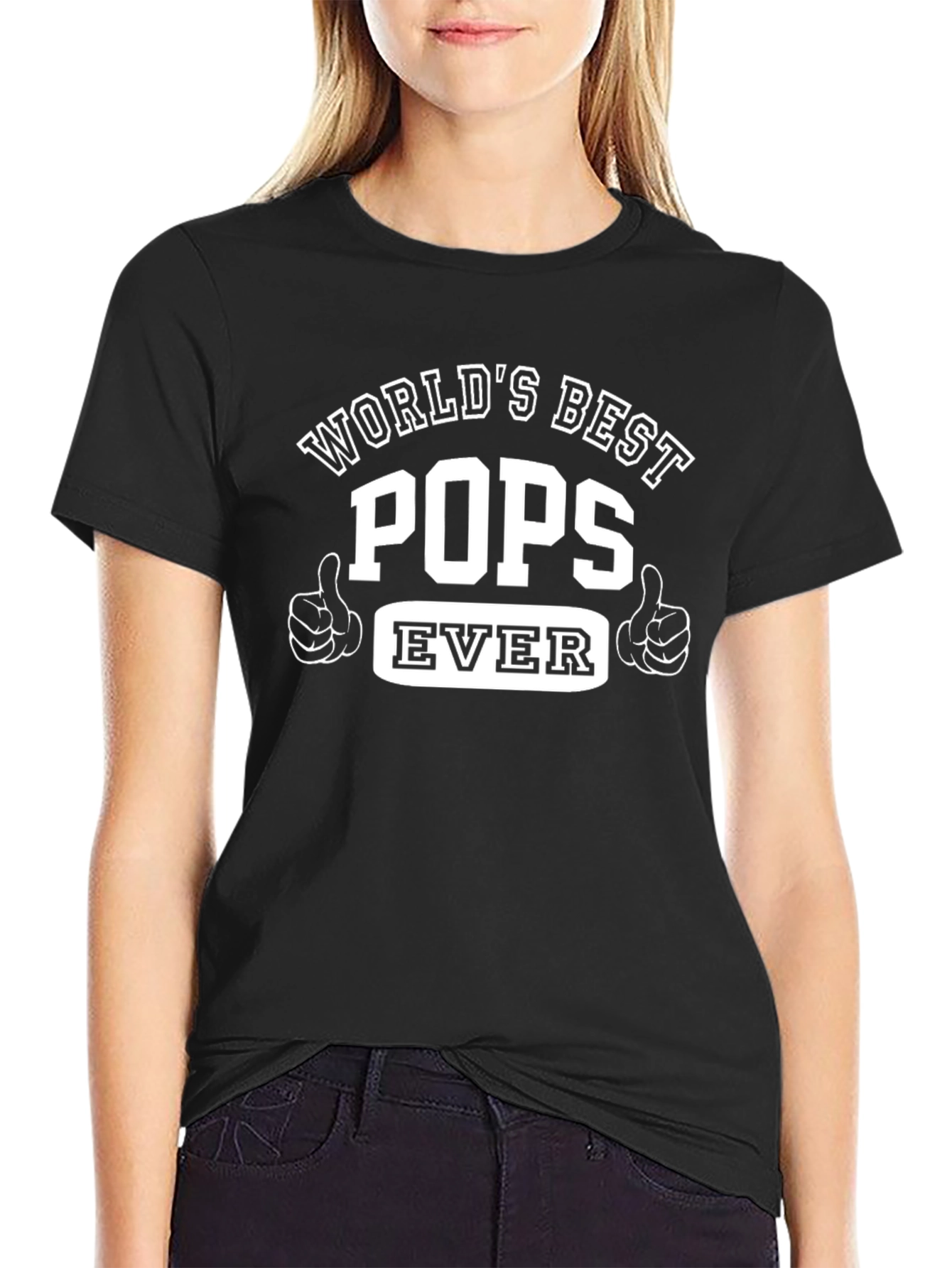 Worlds Best Pops Ever Black Graphic Tee