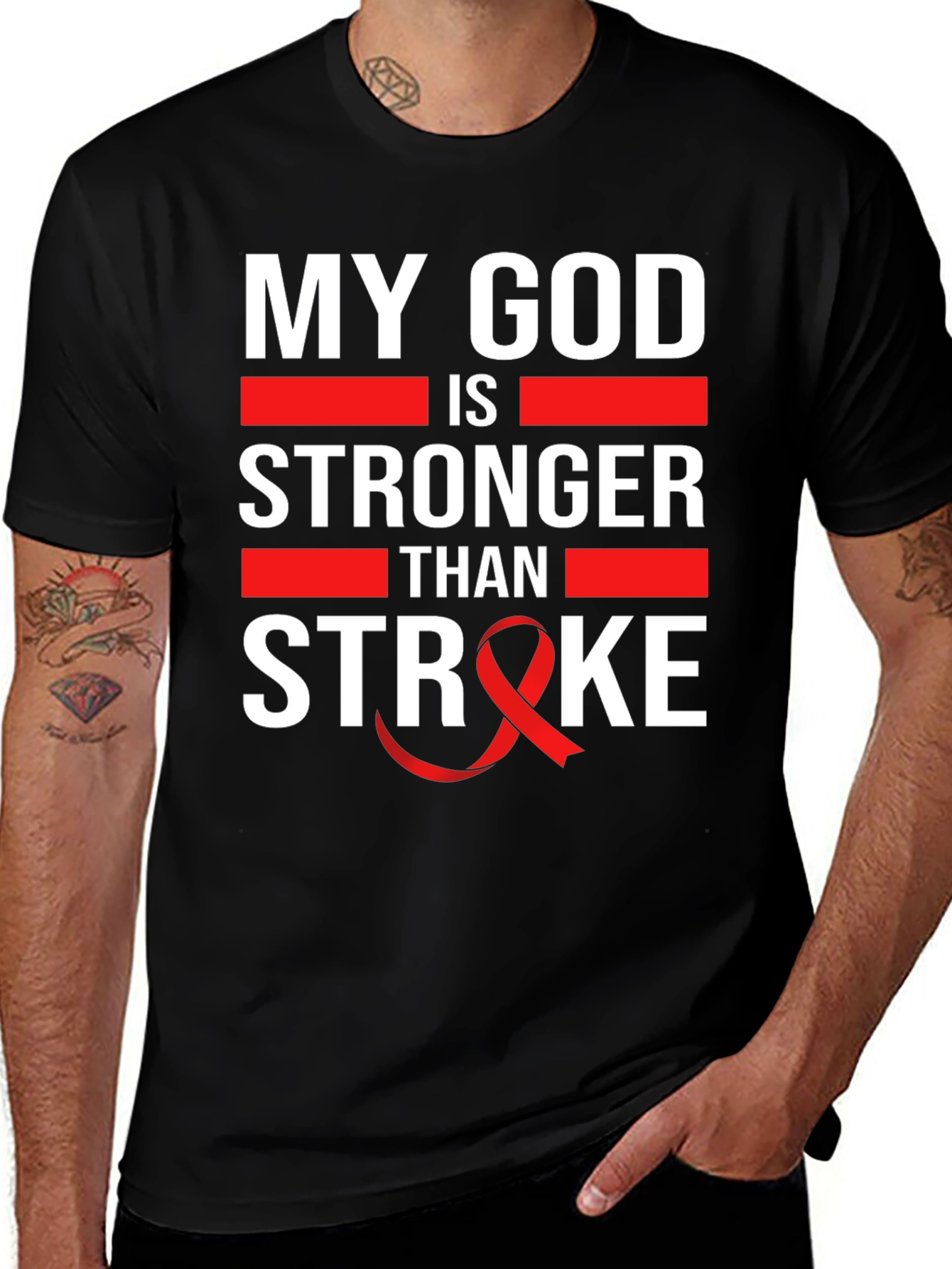My God is Stronger Than Stroke Awareness T-Shirt