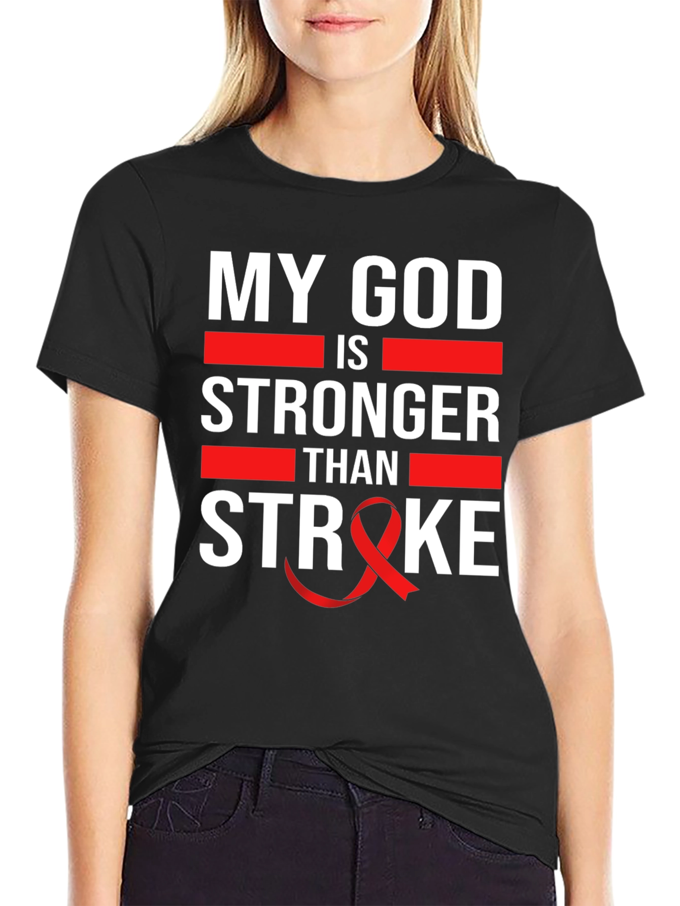 My God is Stronger Than Stroke Awareness T-Shirt