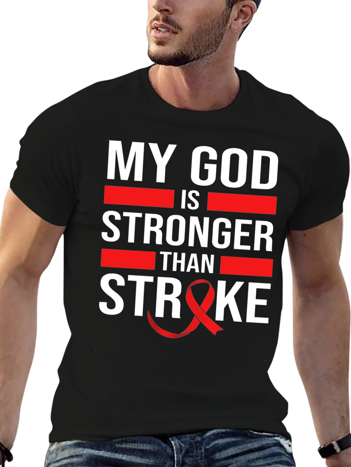 My God is Stronger Than Stroke Awareness T-Shirt