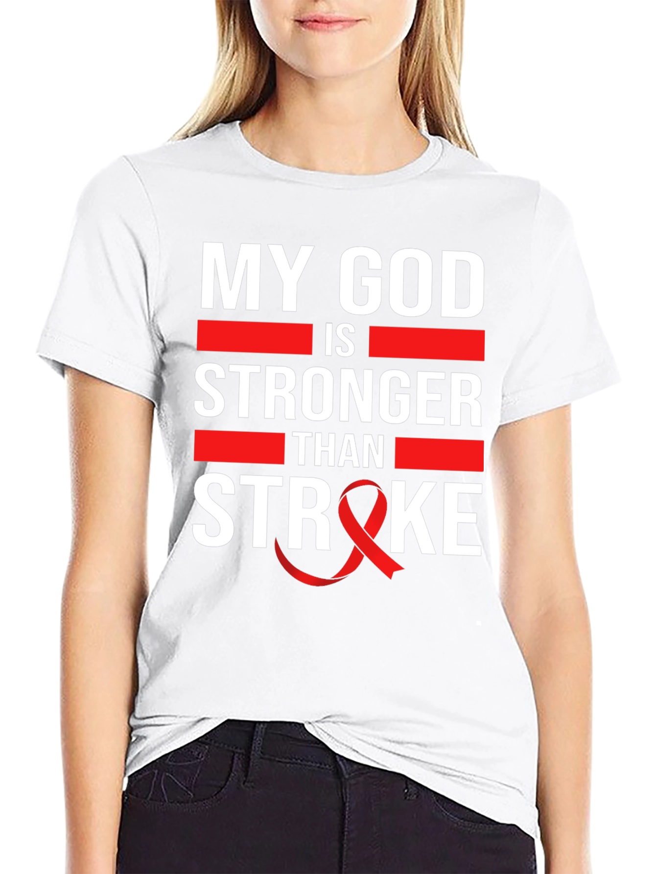 My God is Stronger Than Stroke Awareness T-Shirt