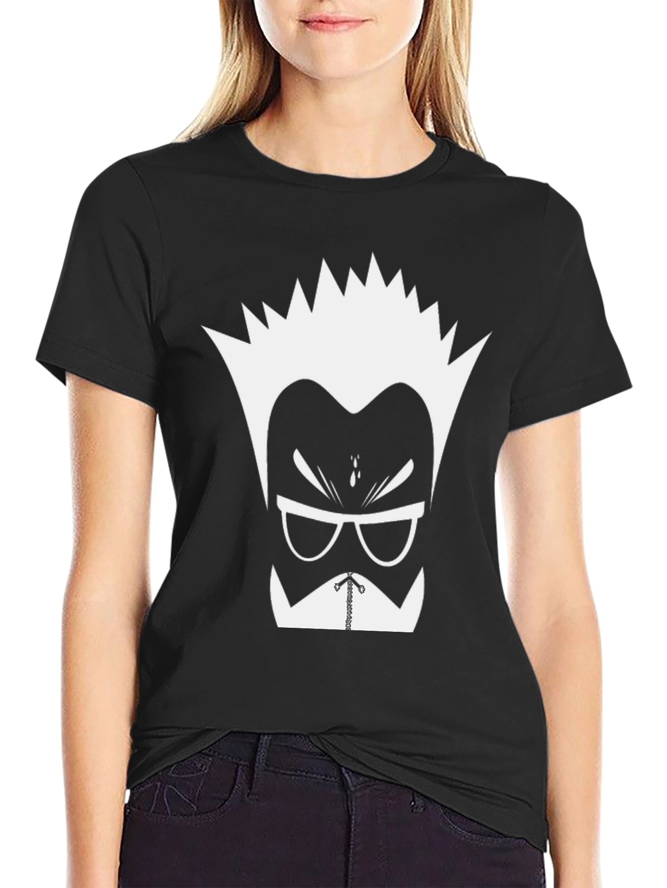 Mens Black Graphic Tee - Cartoon Mad Scientist Design