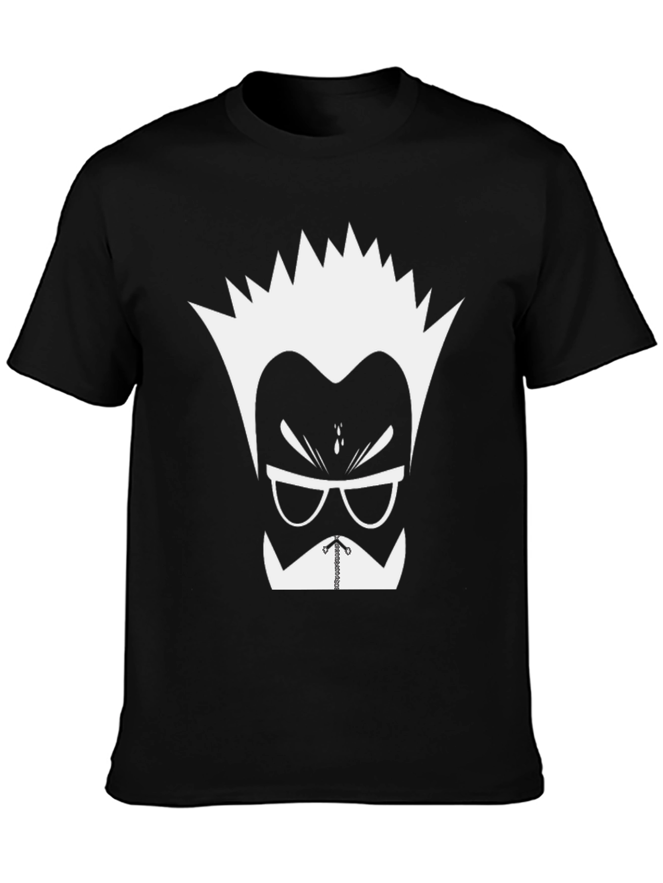 Mens Black Graphic Tee - Cartoon Mad Scientist Design