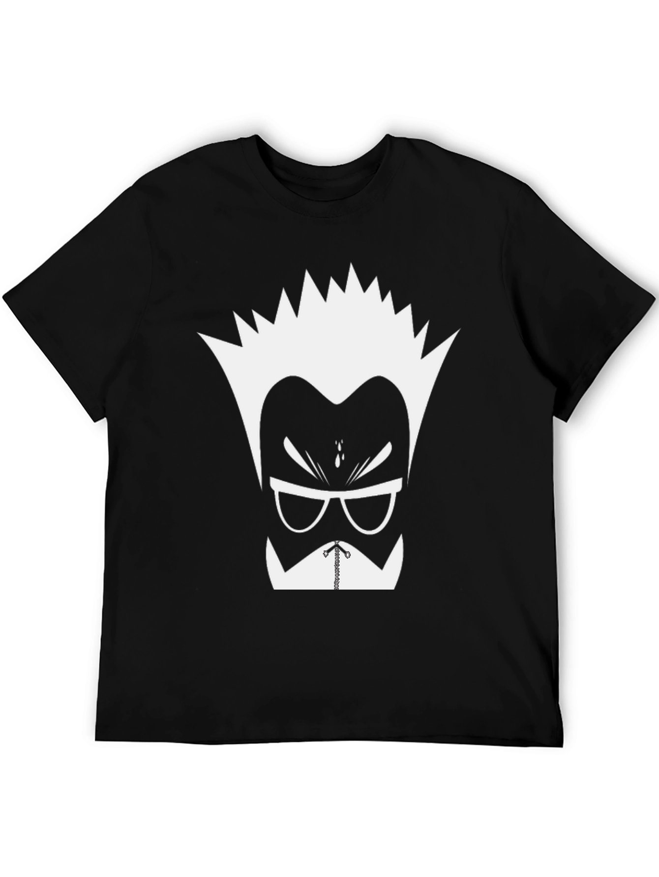 Mens Black Graphic Tee - Cartoon Mad Scientist Design