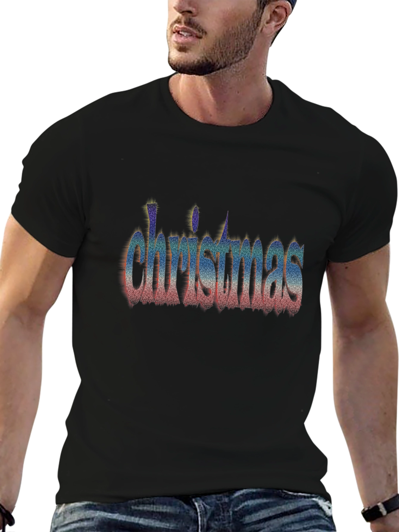 Christmas Word Art Black T-Shirt Holiday Festive