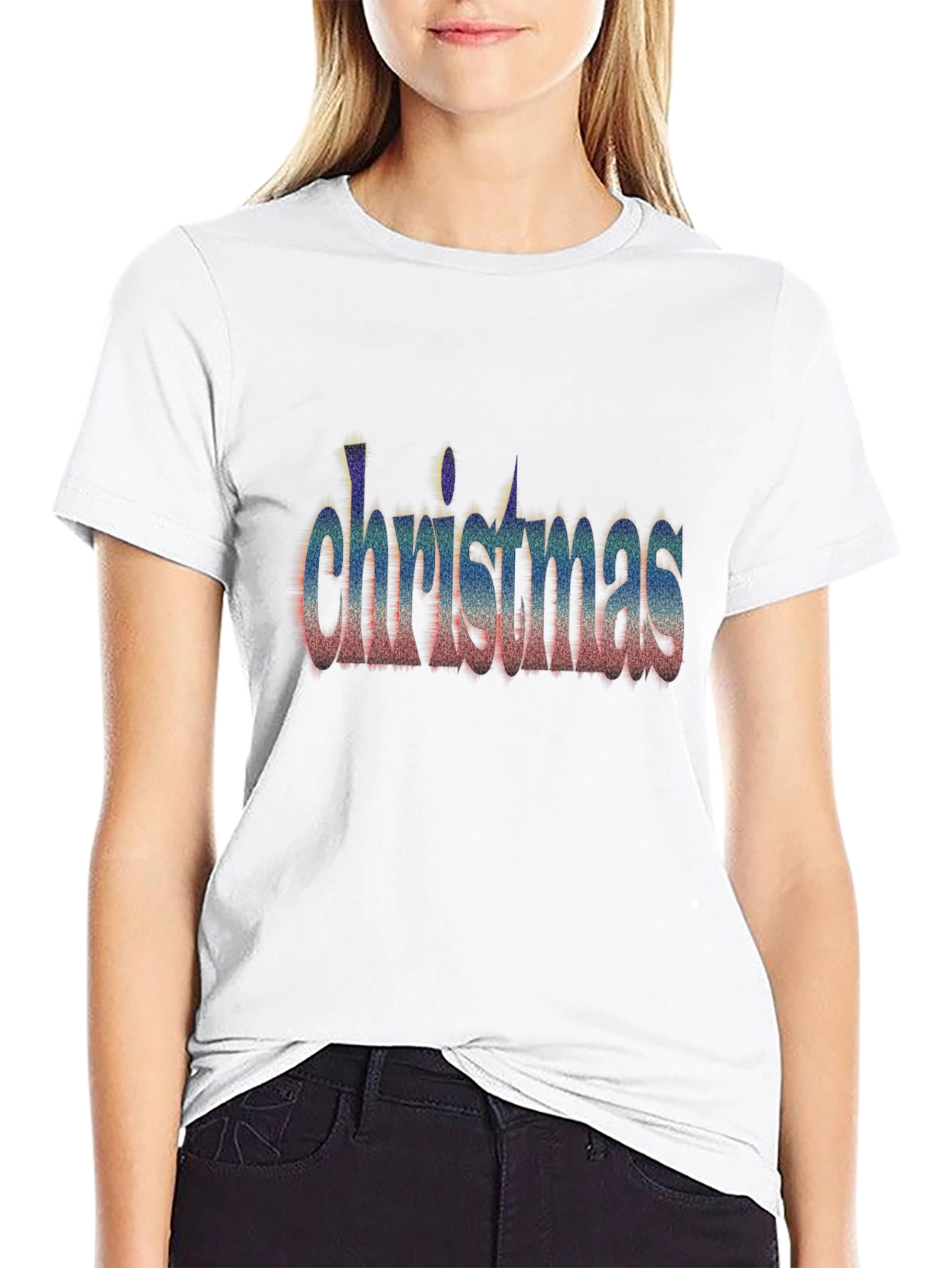 Christmas Word Art Black T-Shirt Holiday Festive