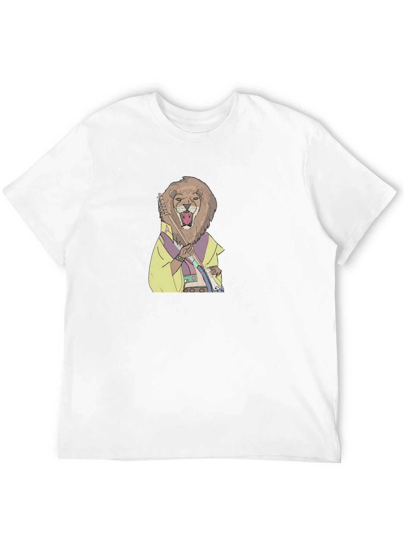 Lion Musician Graphic Print T-Shirt