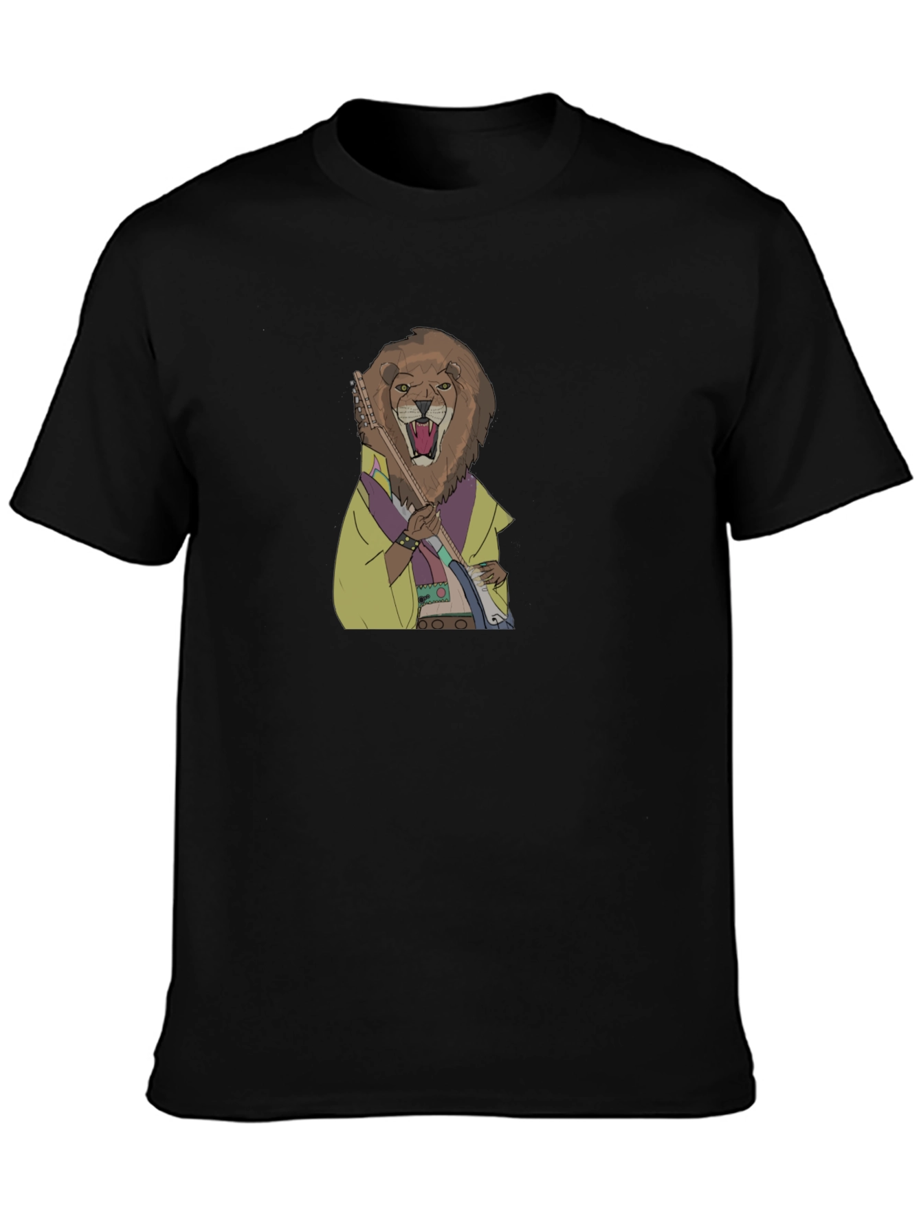 Lion Musician Graphic Print T-Shirt