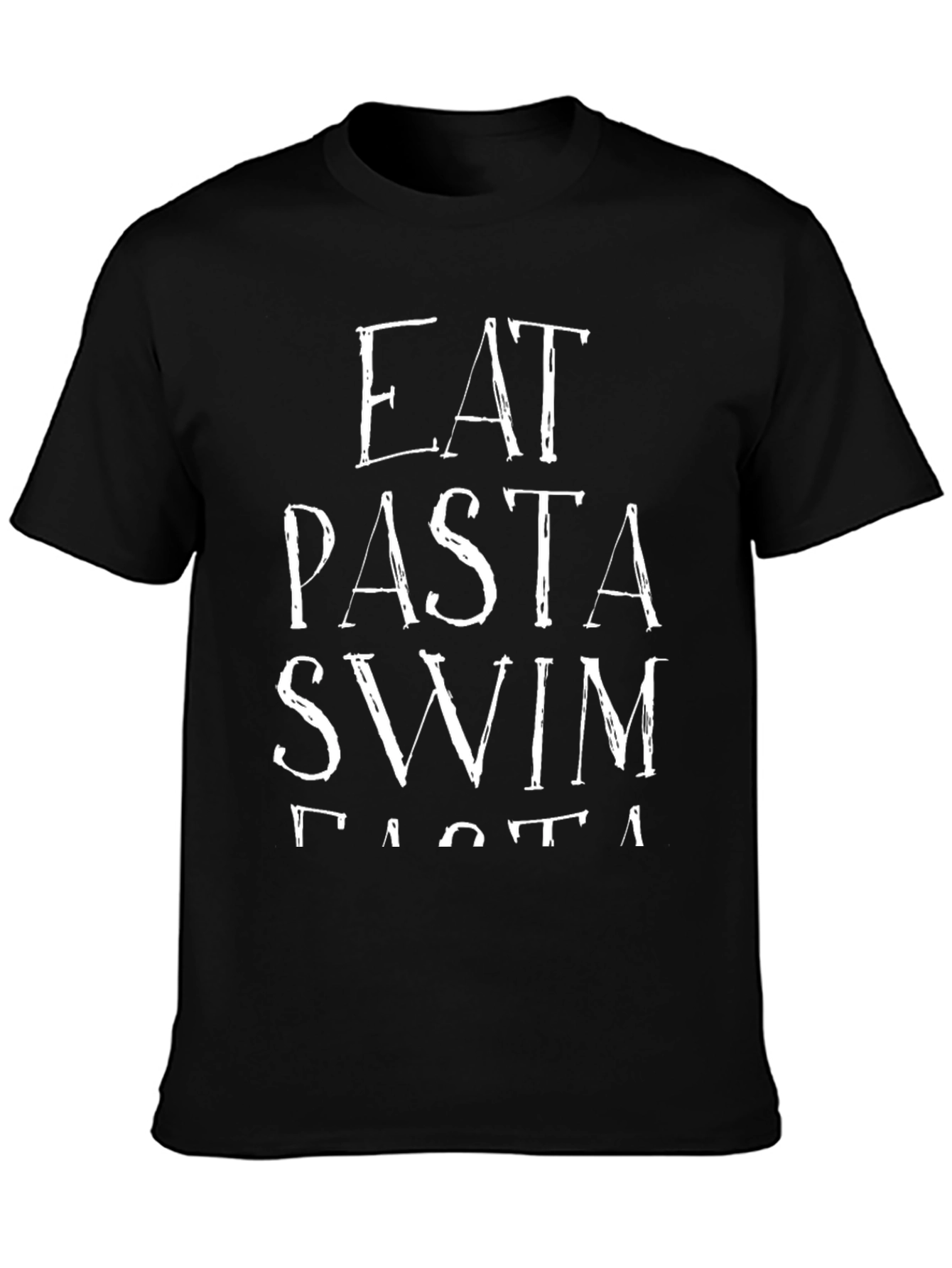 Eat Pasta Swim Faster Graphic Tee - Black