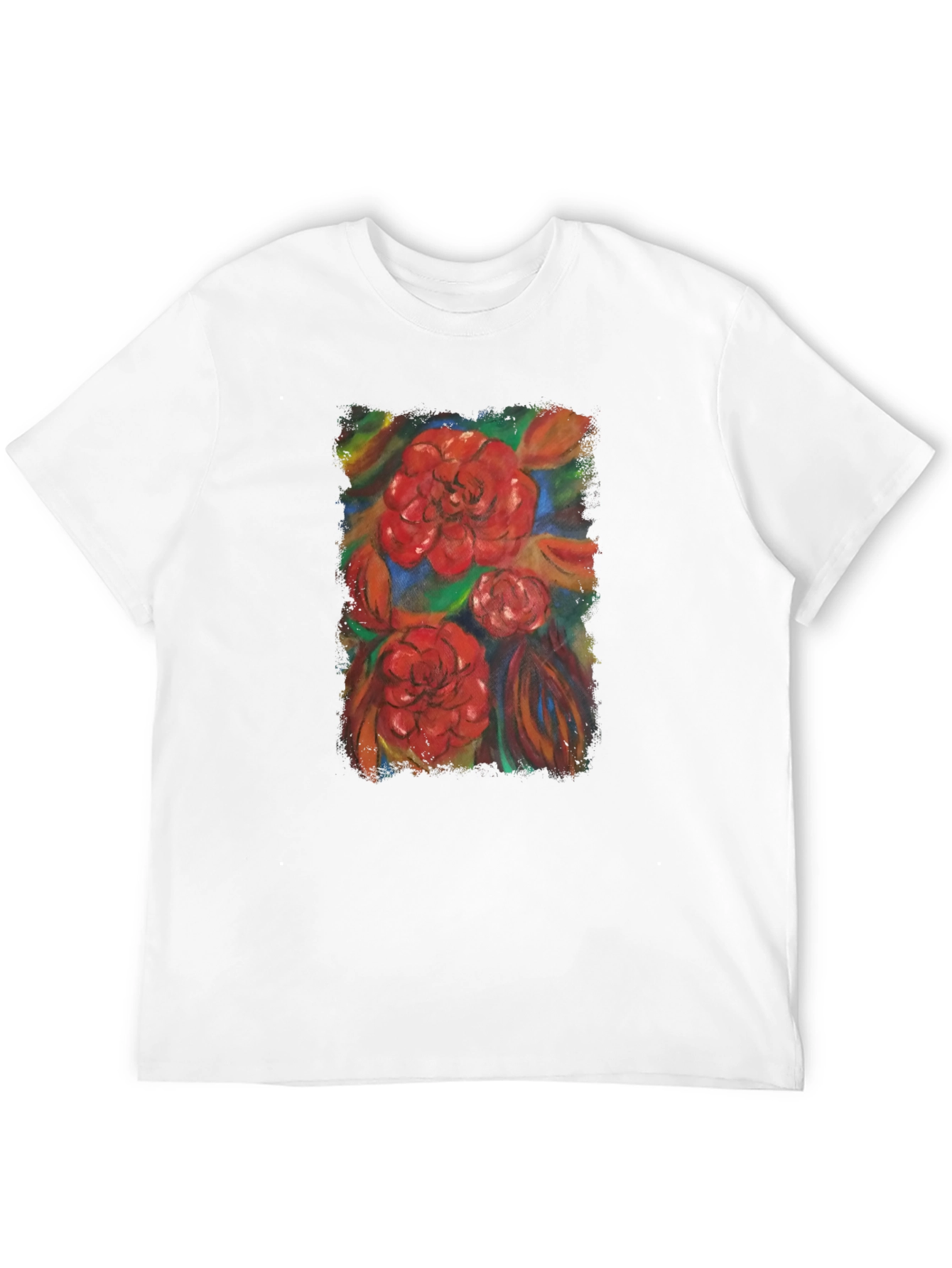 Floral Print Black T-Shirt - Artistic Design