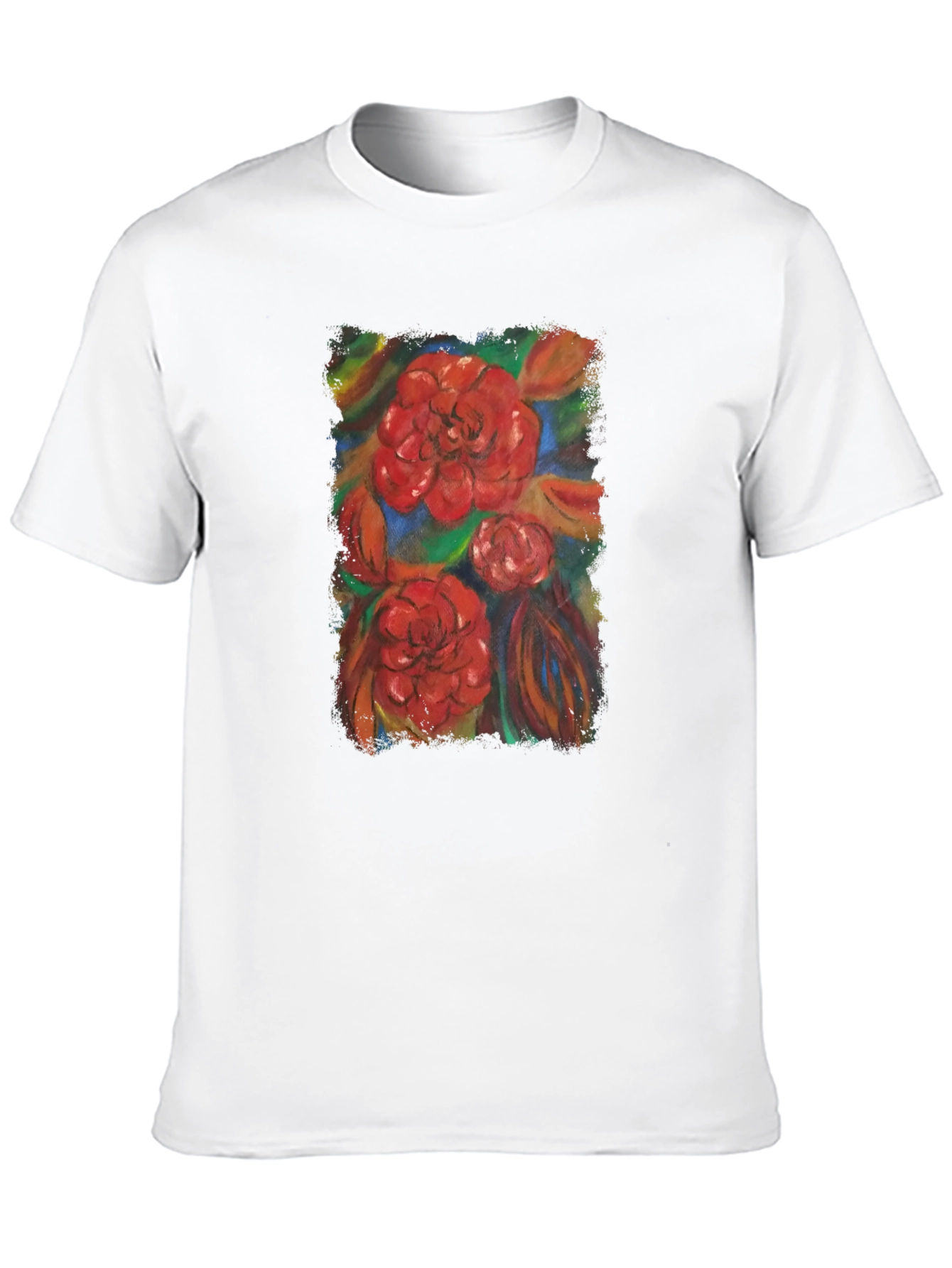 Floral Print Black T-Shirt - Artistic Design