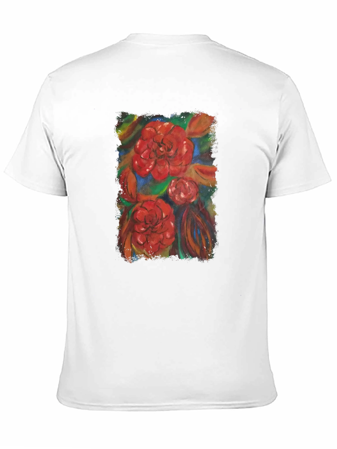 Floral Print Black T-Shirt - Artistic Design