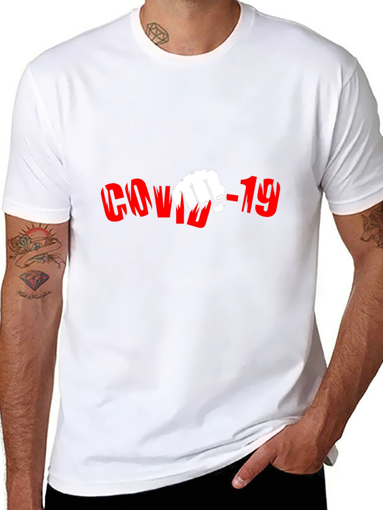COVID-19 Punch Black Graphic T-Shirt