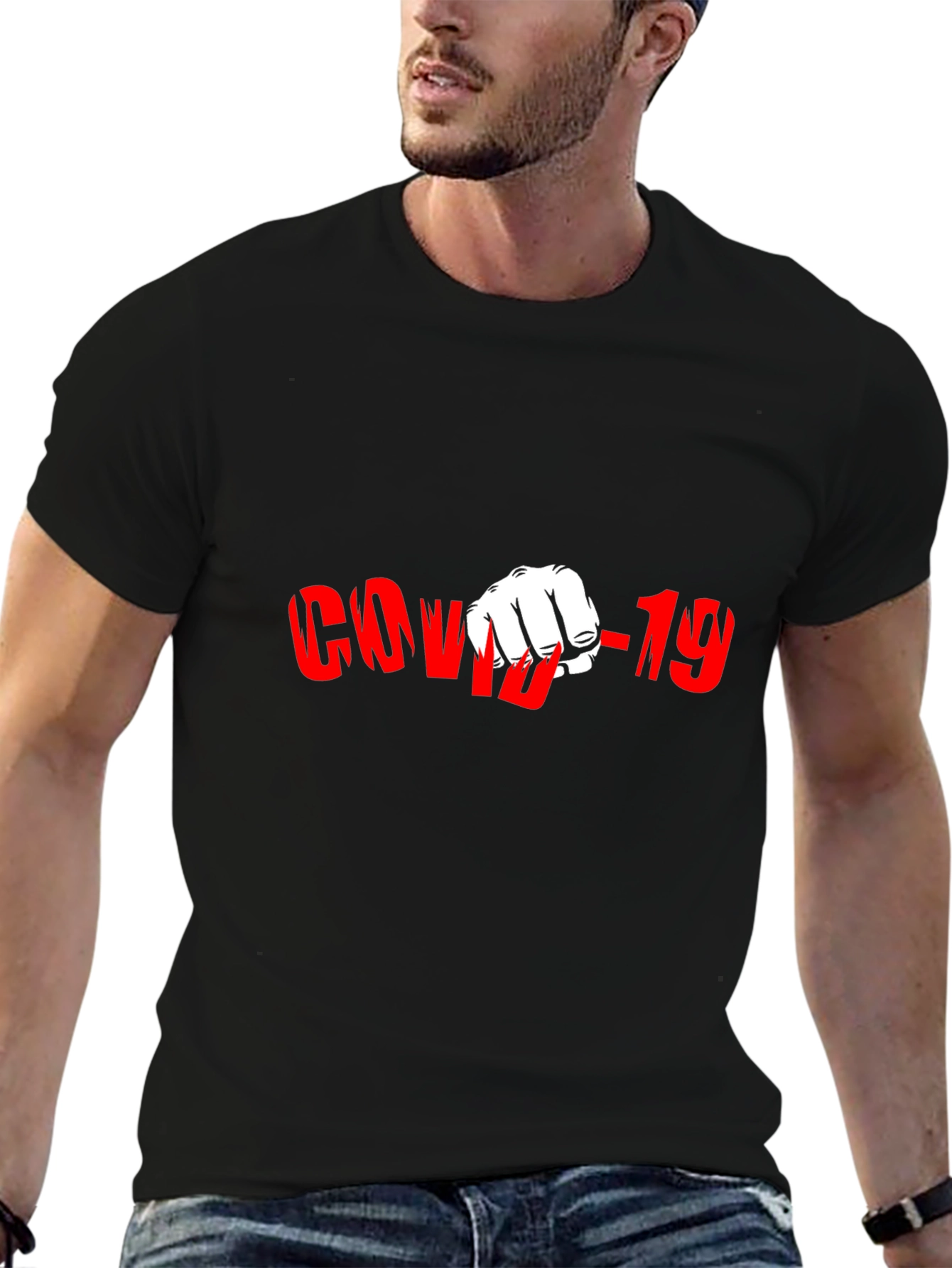 COVID-19 Punch Black Graphic T-Shirt