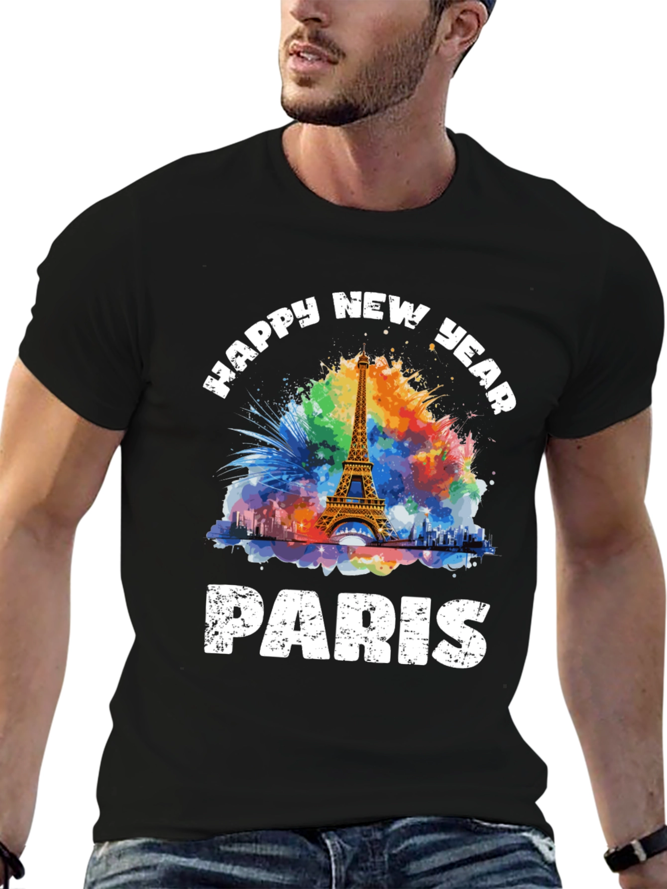 Paris New Year Graphic Tee - Black T-Shirt