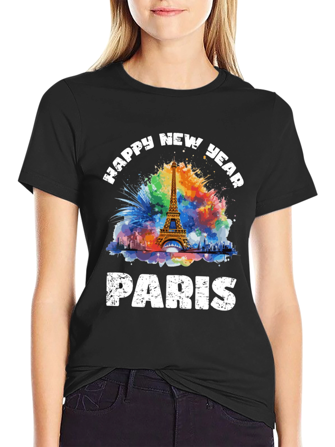 Paris New Year Graphic Tee - Black T-Shirt