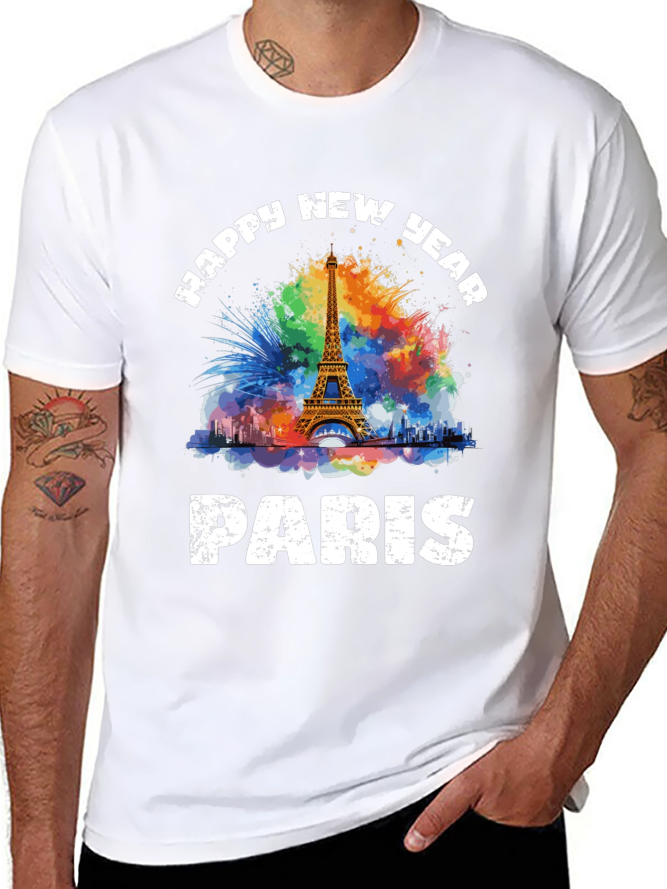 Paris New Year Graphic Tee - Black T-Shirt