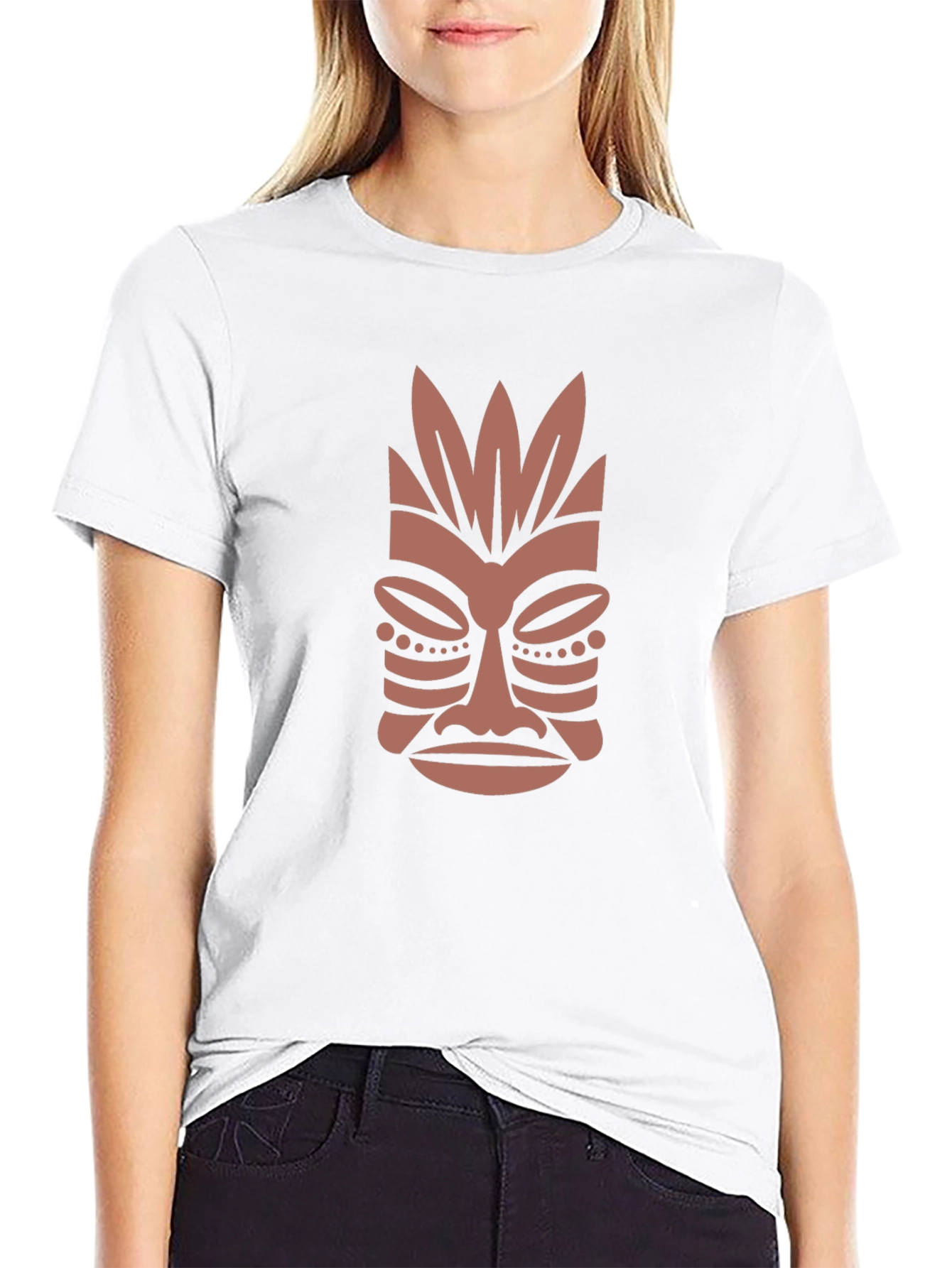 Tribal Mask Graphic Tee - Casual Style
