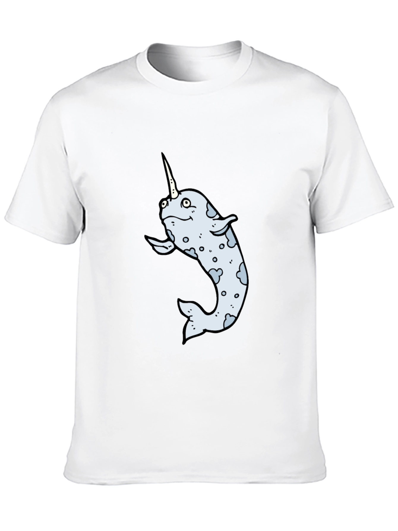 Narwhal Cartoon Graphic T-Shirt - Black