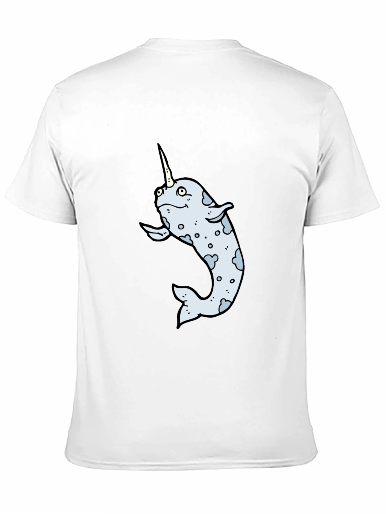 Narwhal Cartoon Graphic T-Shirt - Black