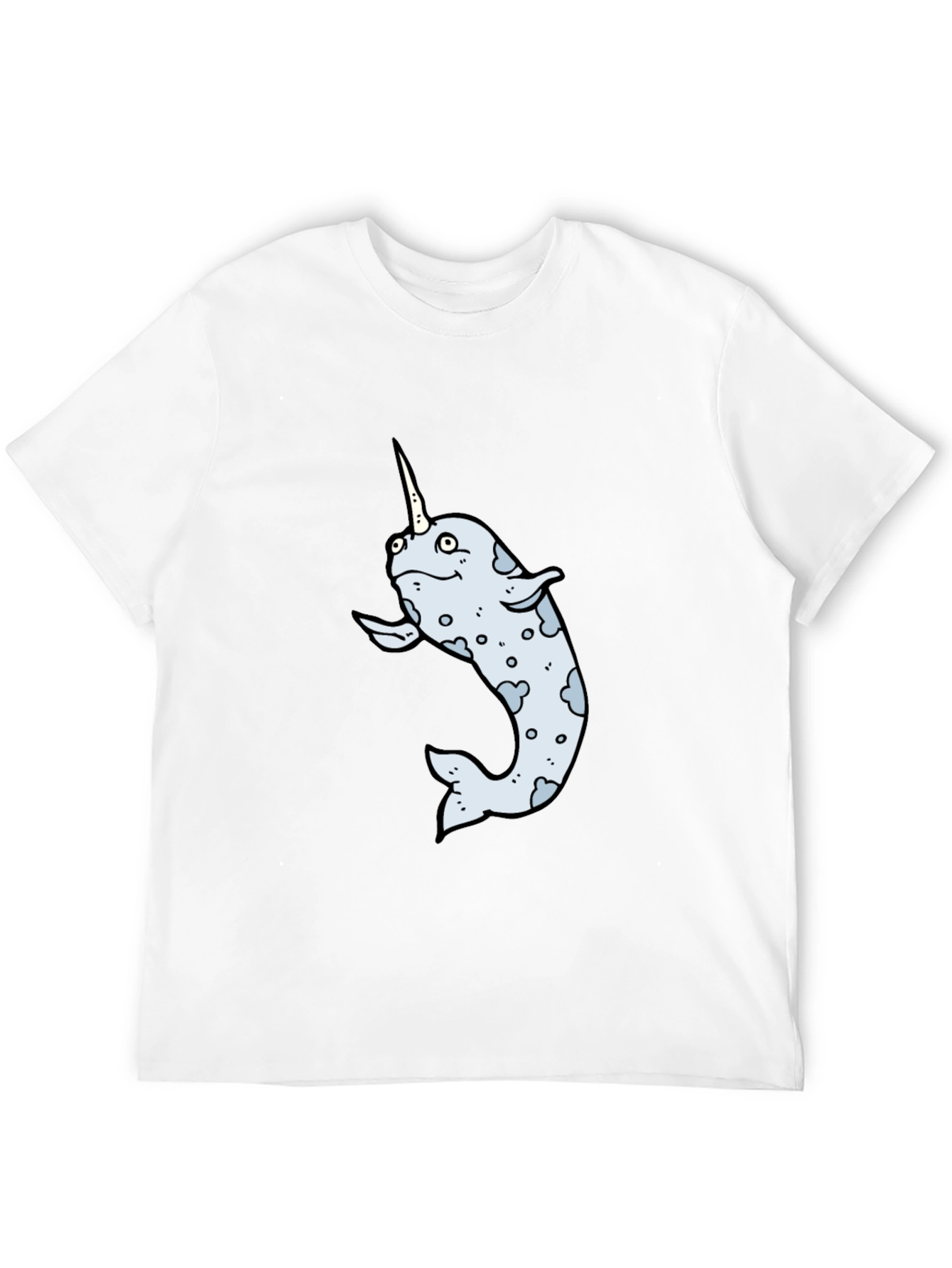 Narwhal Cartoon Graphic T-Shirt - Black