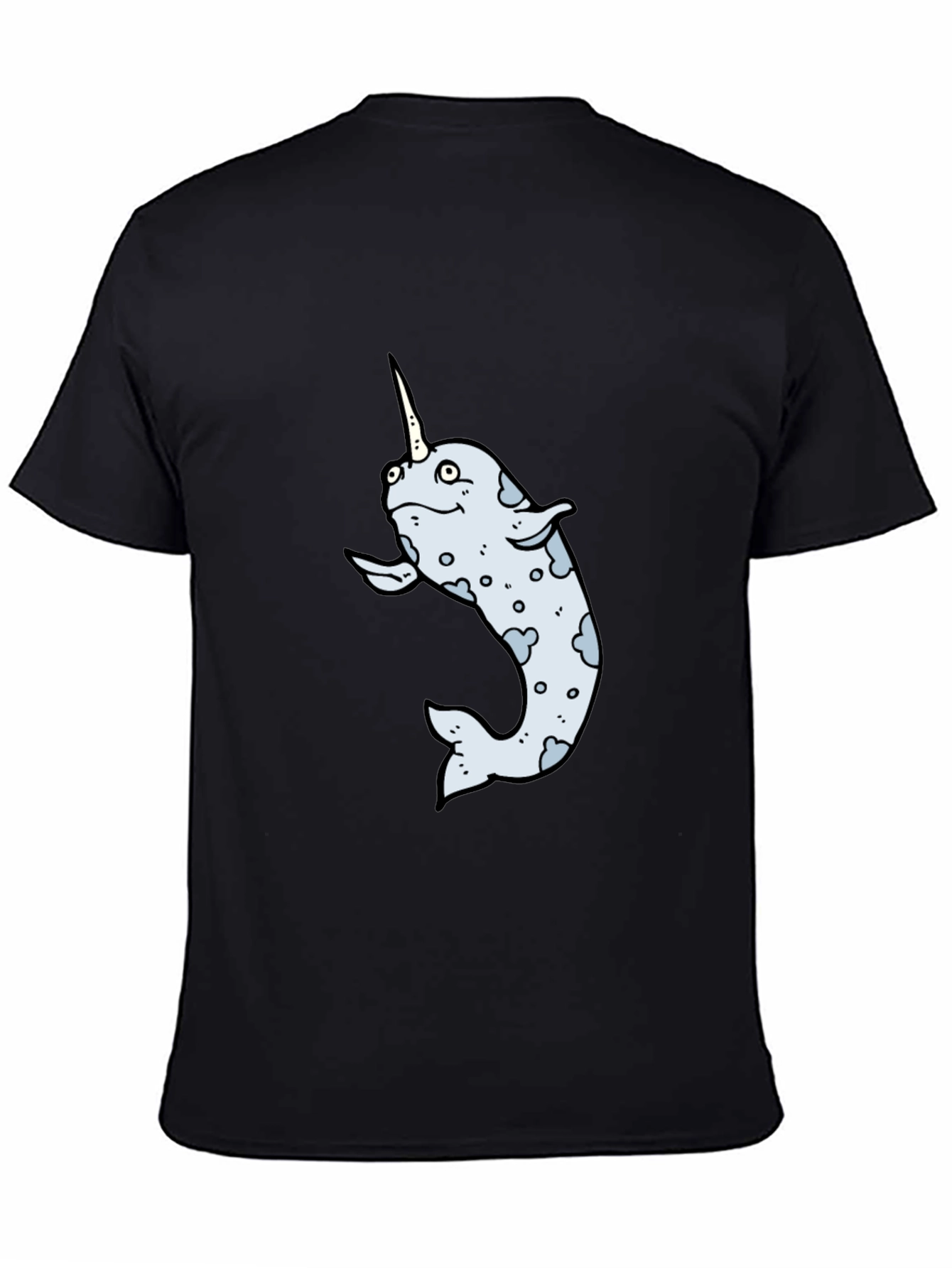 Narwhal Cartoon Graphic T-Shirt - Black