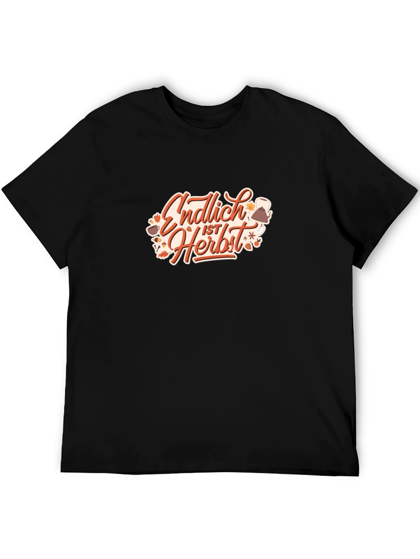 Autumn Is Here Graphic Tee - Black Cotton T-Shirt