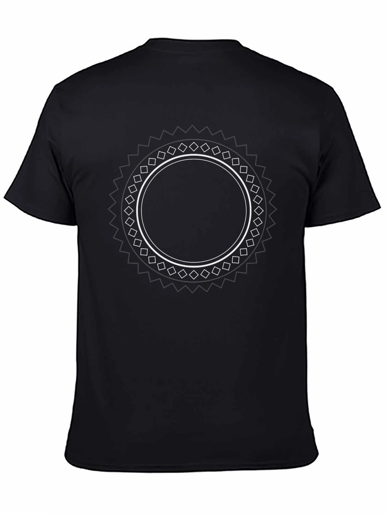 Black T-Shirt with Circular Geometric Design