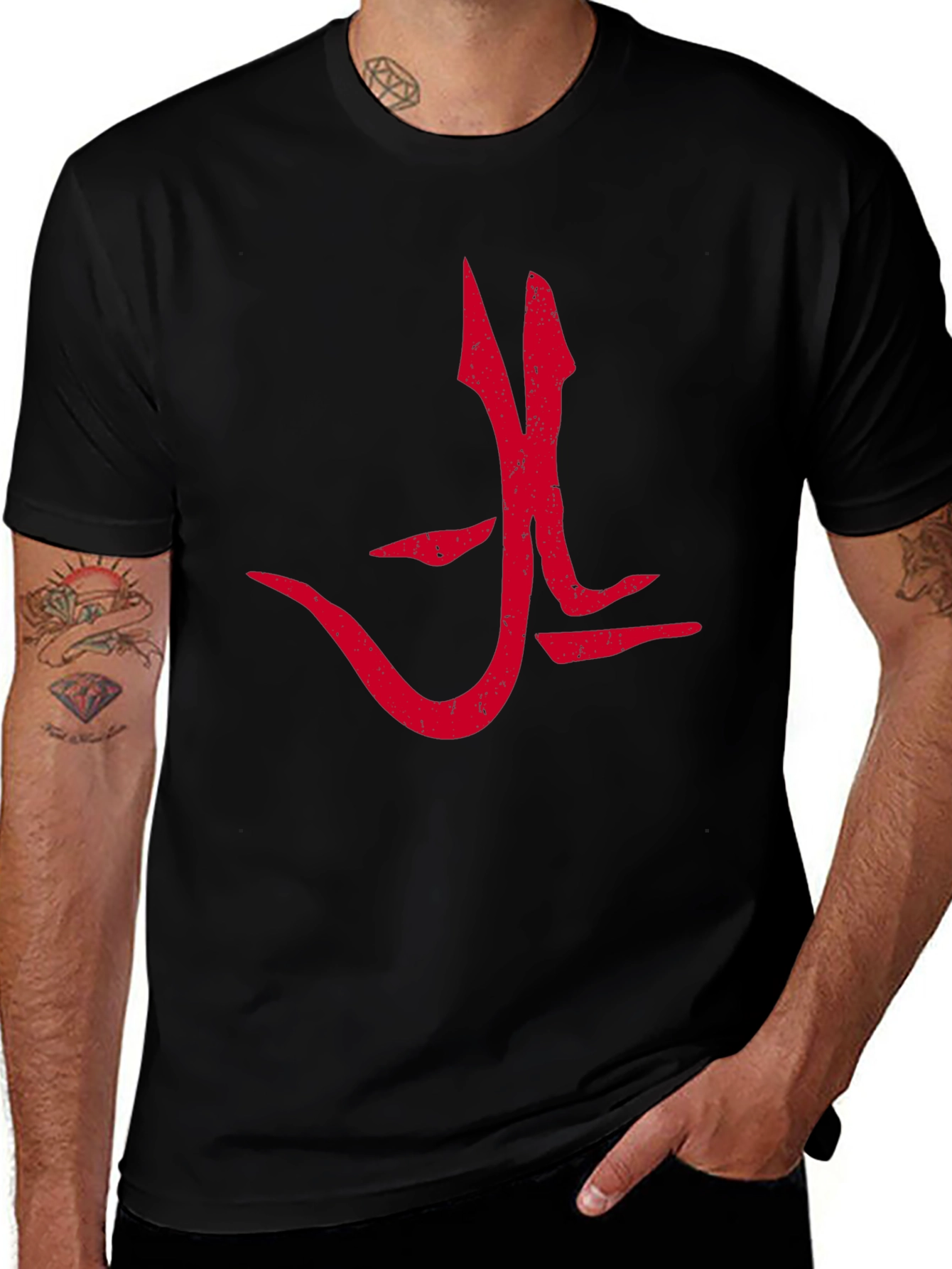Red Graphic Tee - Bold Symbol Design