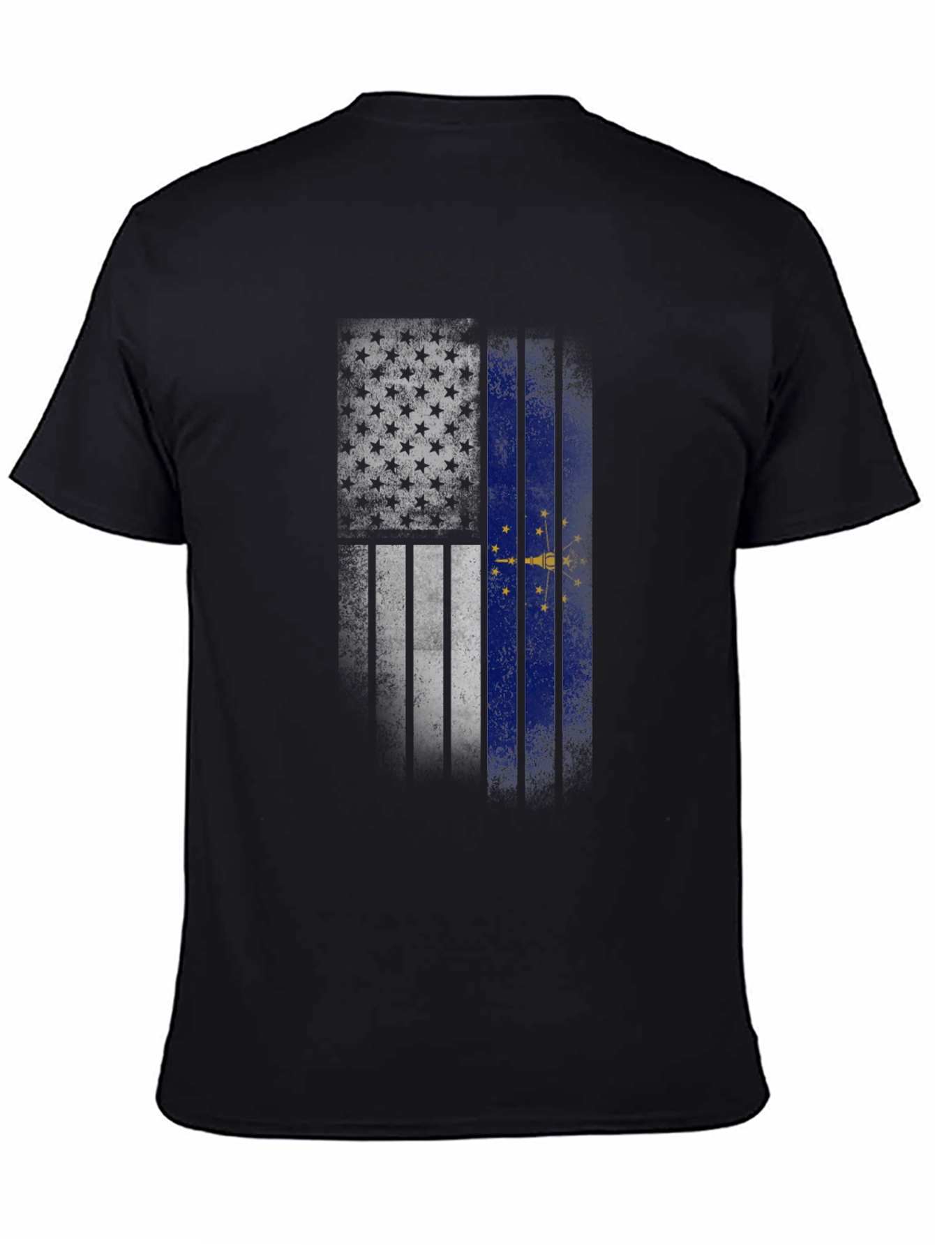 Indiana State Flag Graphic Tee - Mens Black T-Shirt