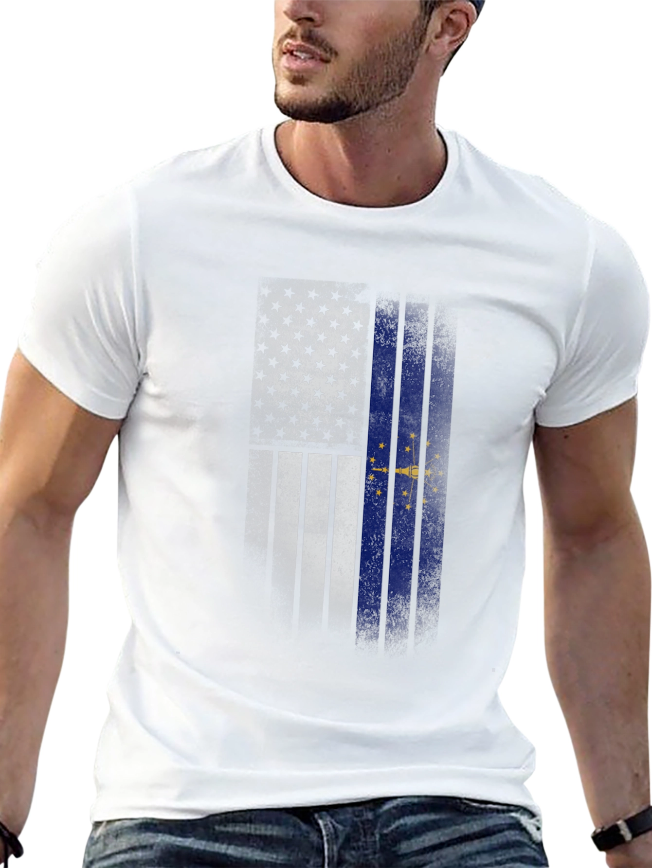 Indiana State Flag Graphic Tee - Mens Black T-Shirt