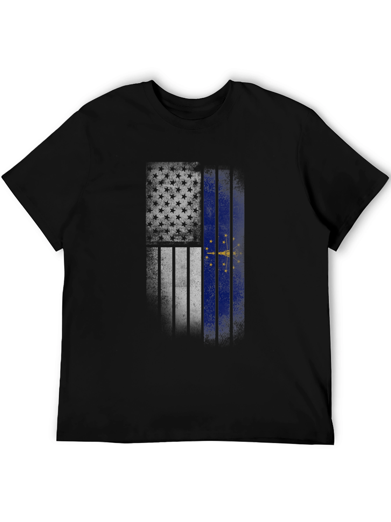 Indiana State Flag Graphic Tee - Mens Black T-Shirt