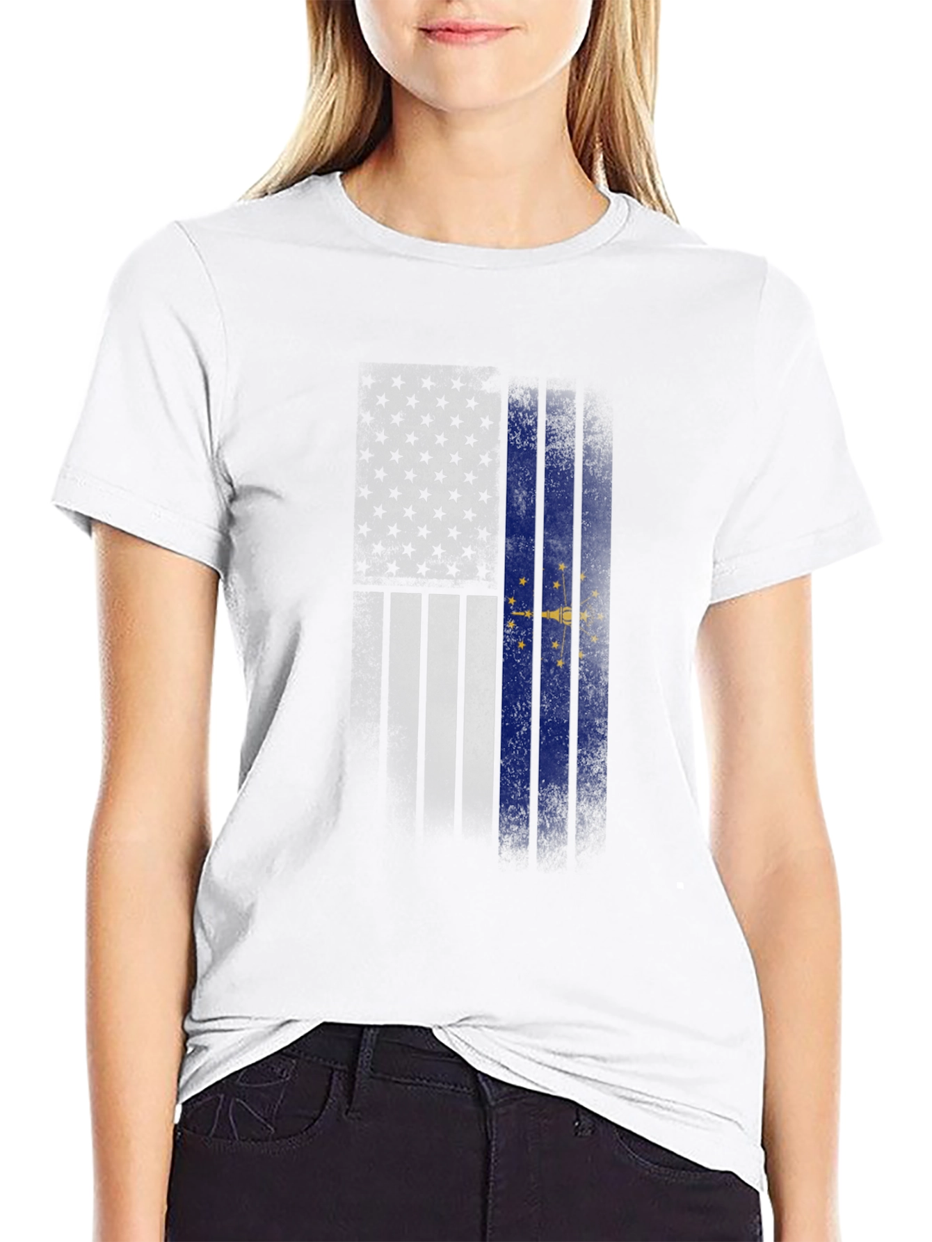 Indiana State Flag Graphic Tee - Mens Black T-Shirt
