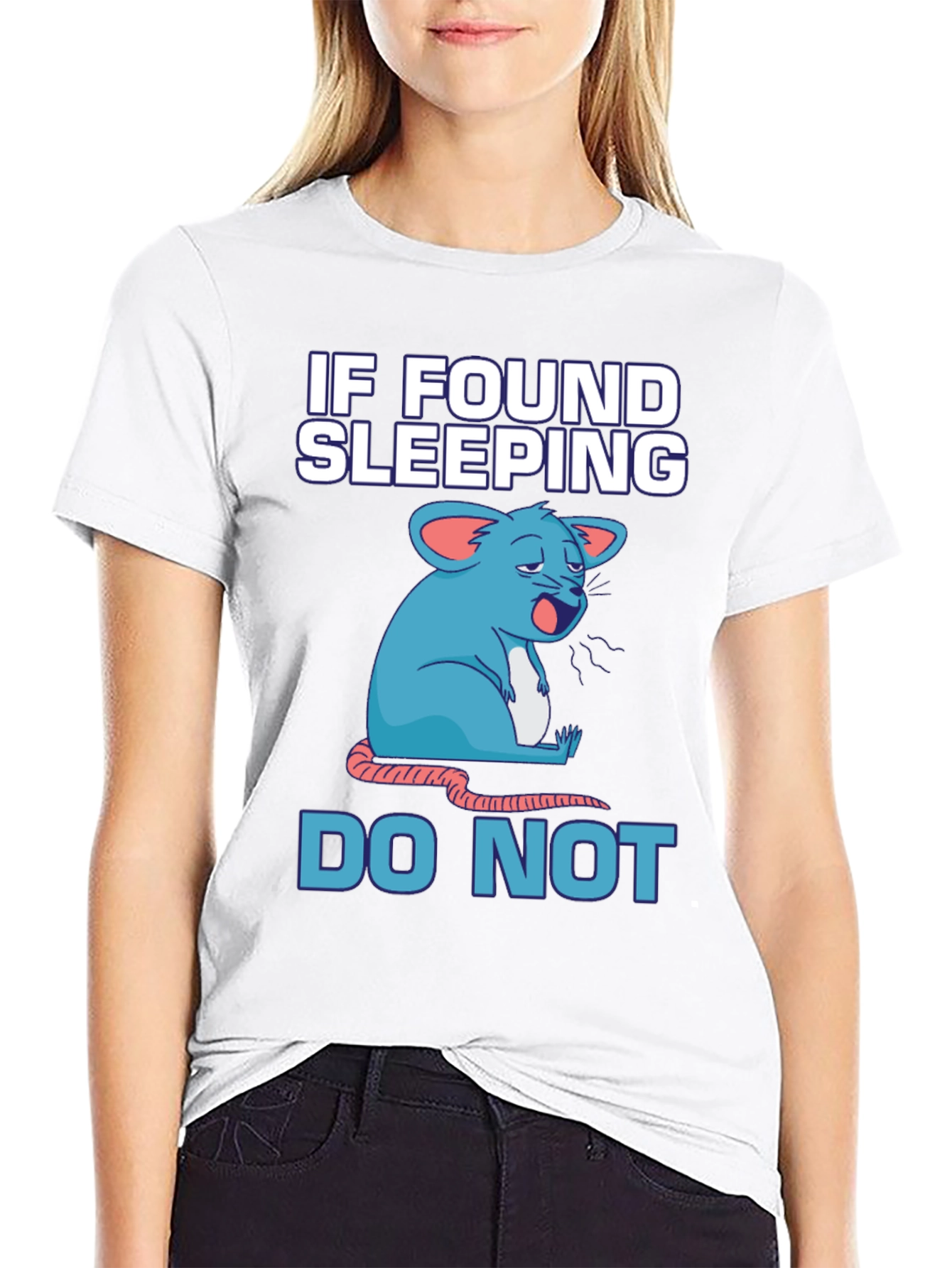 Funny Sleeping Mouse Graphic T-Shirt