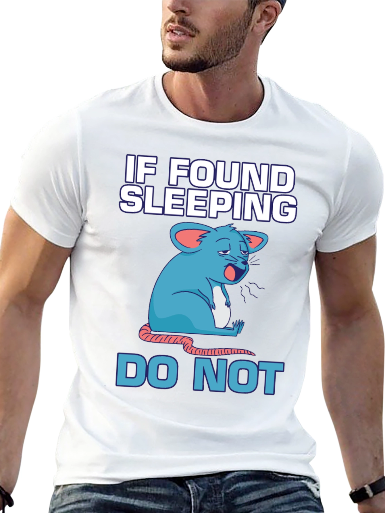 Funny Sleeping Mouse Graphic T-Shirt
