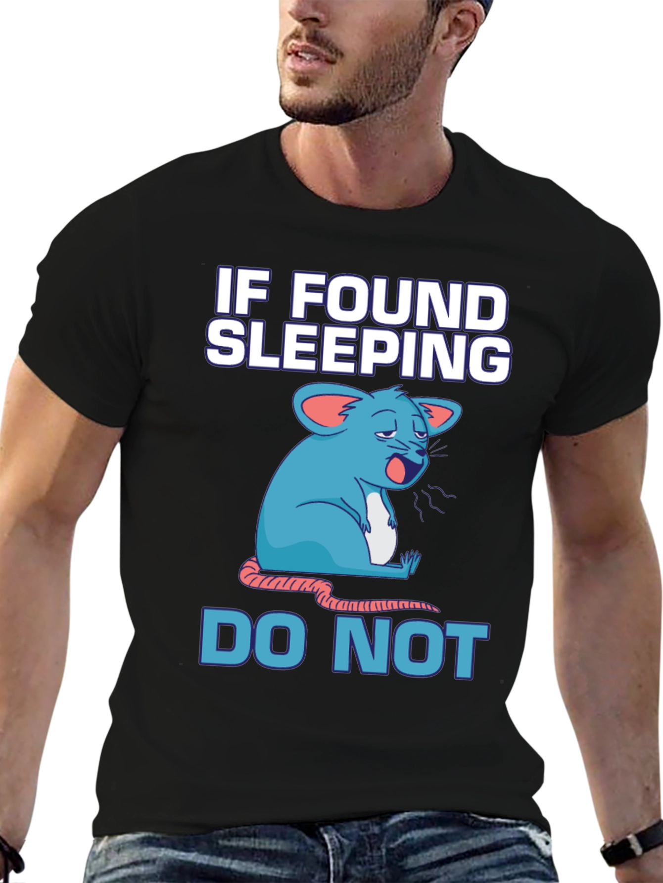 Funny Sleeping Mouse Graphic T-Shirt