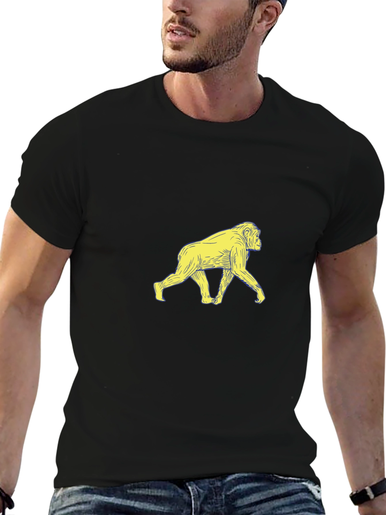 Monkey Graphic Print Mens Black T-Shirt