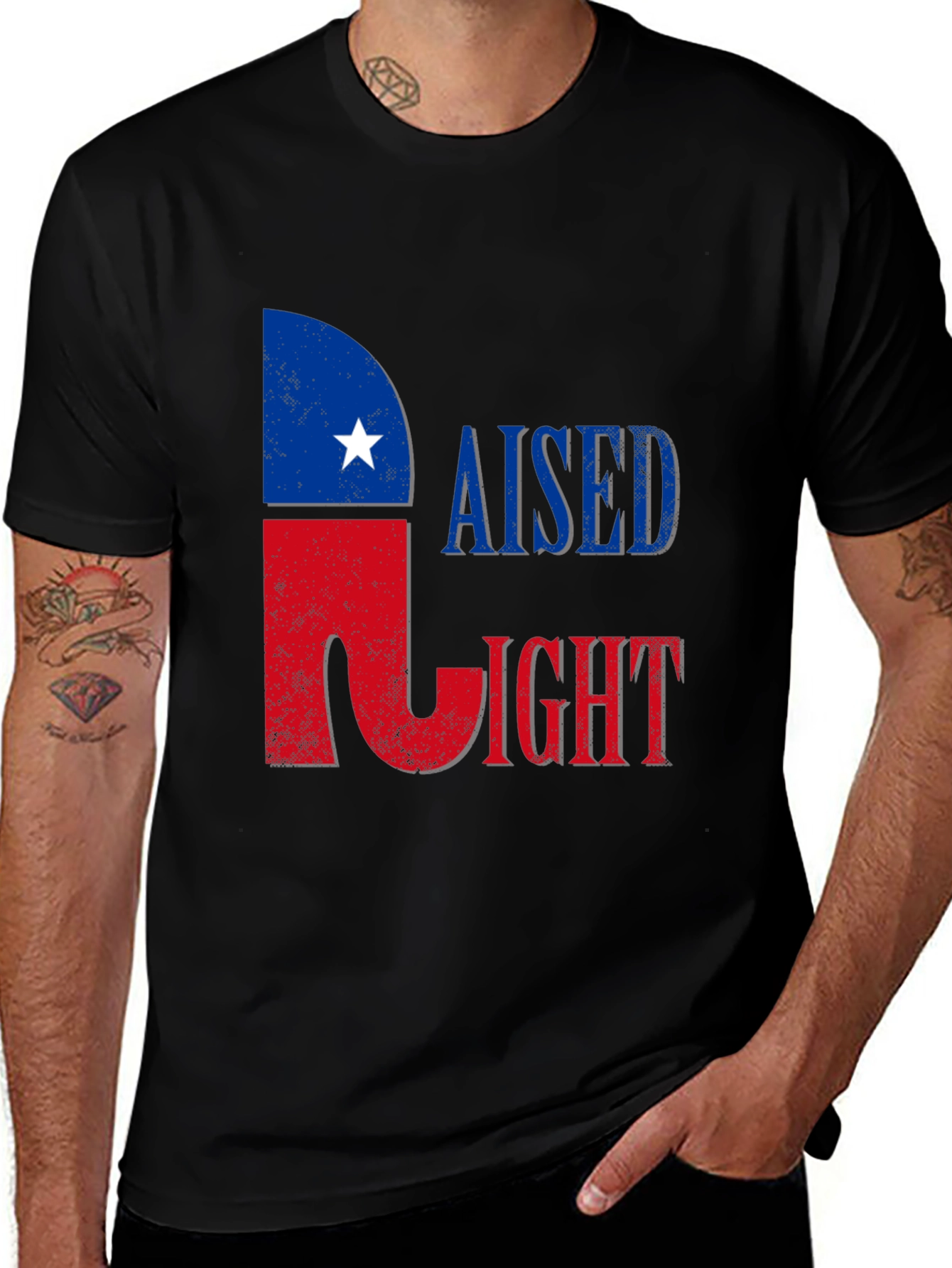 Raised Right T-Shirt - Patriotic Texas Pride Tee