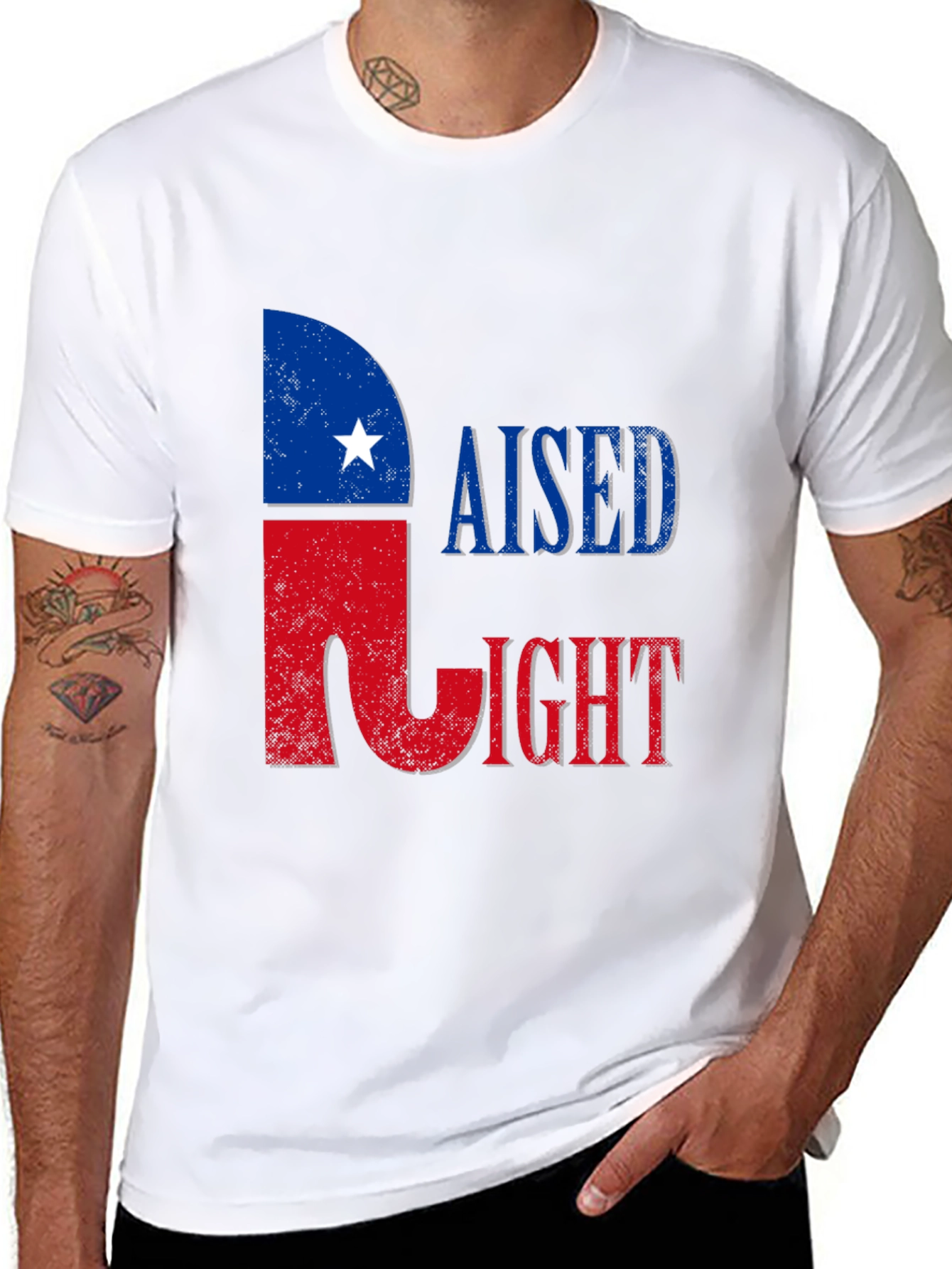 Raised Right T-Shirt - Patriotic Texas Pride Tee