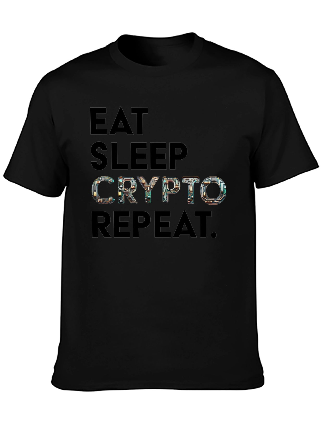Eat Sleep Crypto Repeat Black Graphic Tee