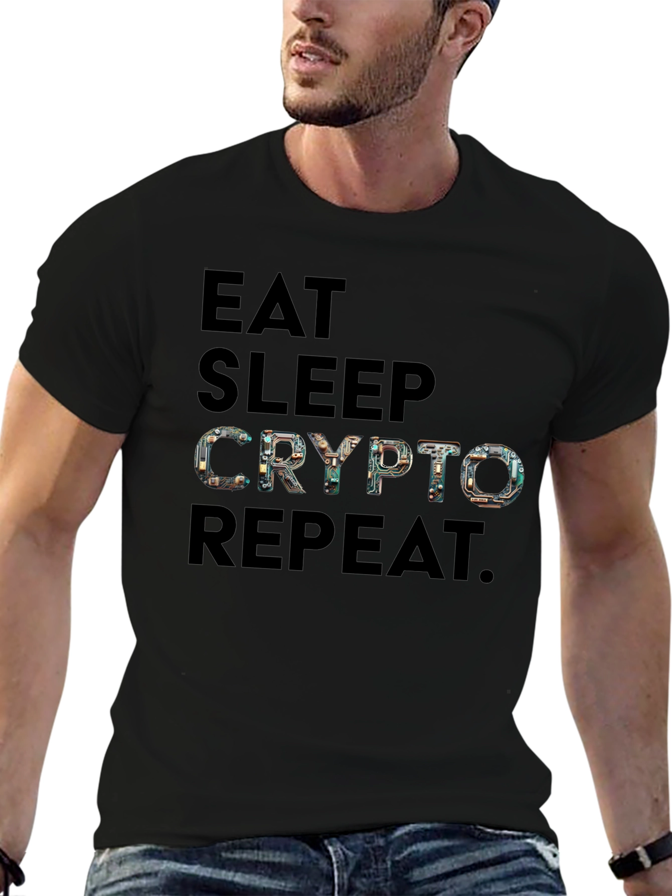 Eat Sleep Crypto Repeat Black Graphic Tee