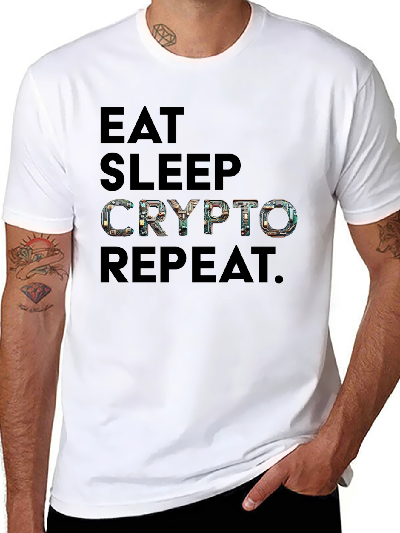 Eat Sleep Crypto Repeat Black Graphic Tee