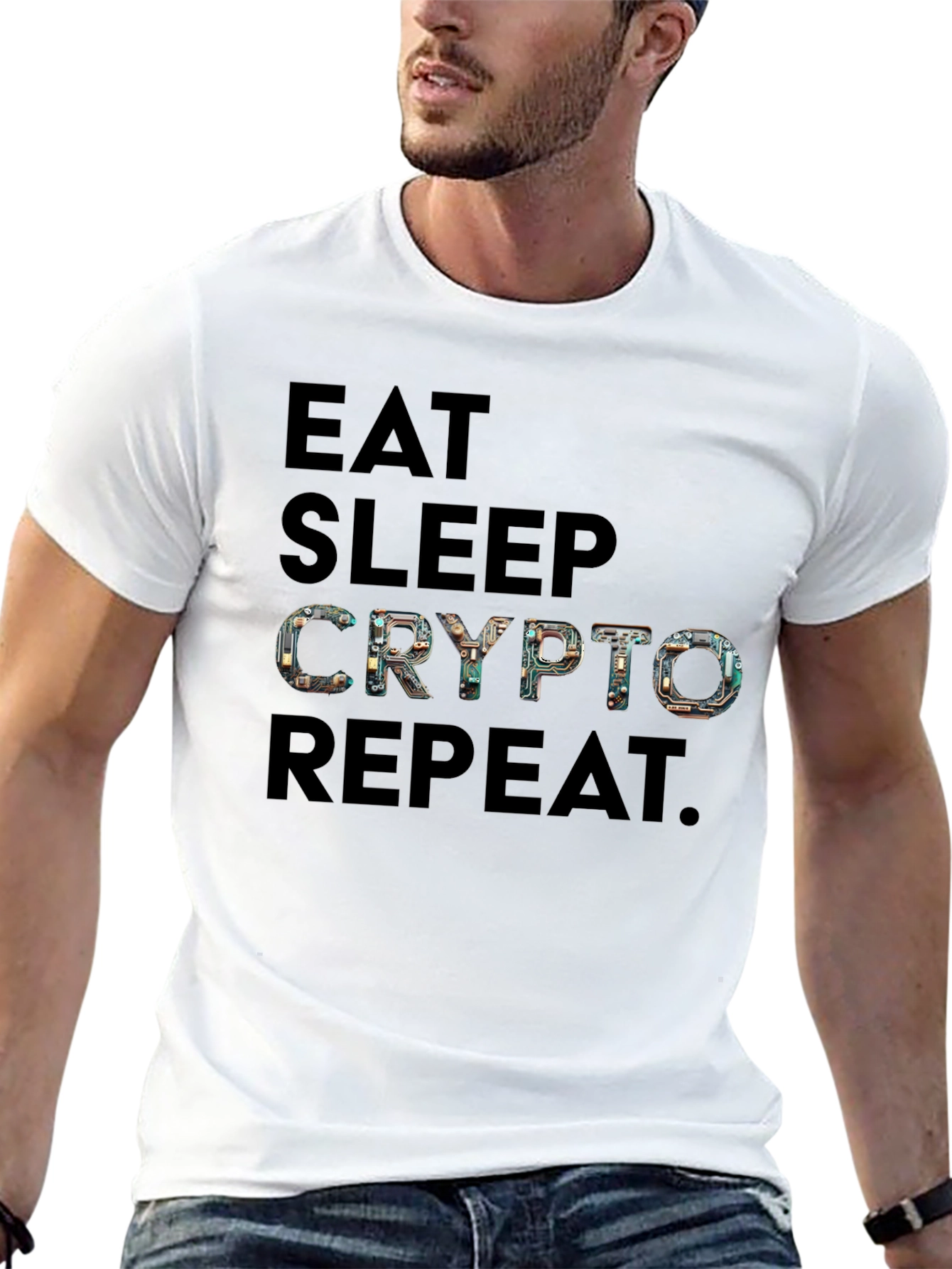 Eat Sleep Crypto Repeat Black Graphic Tee