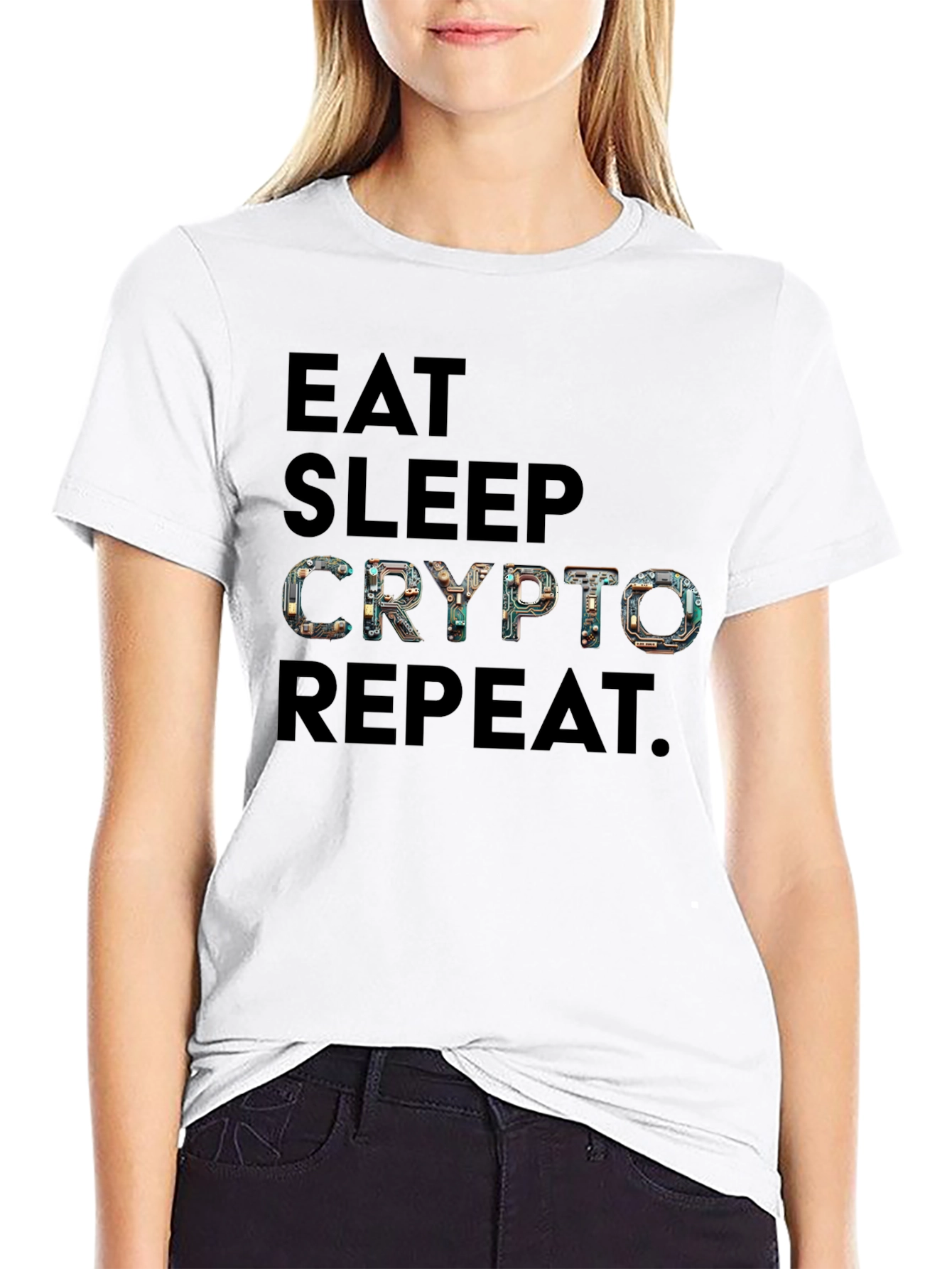 Eat Sleep Crypto Repeat Black Graphic Tee