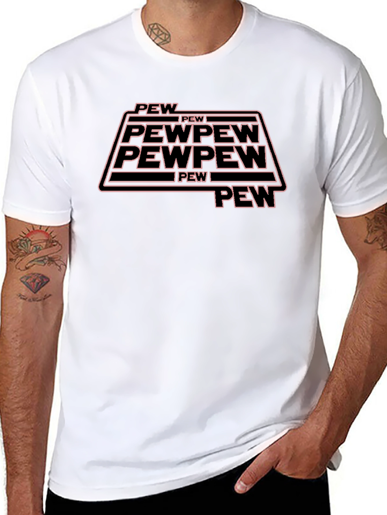 Pew Pew Funny Graphic Tee - Black